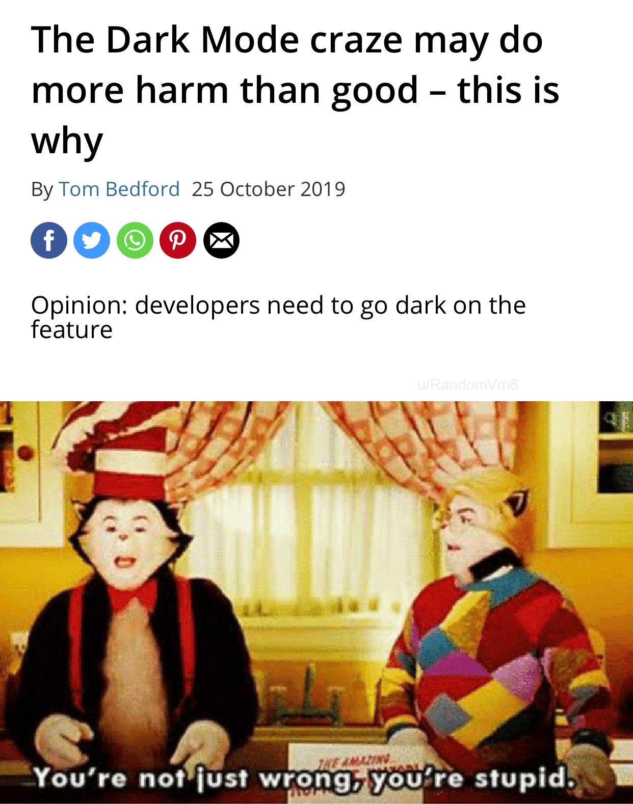 Light mode bad, dark mode good. r/memes