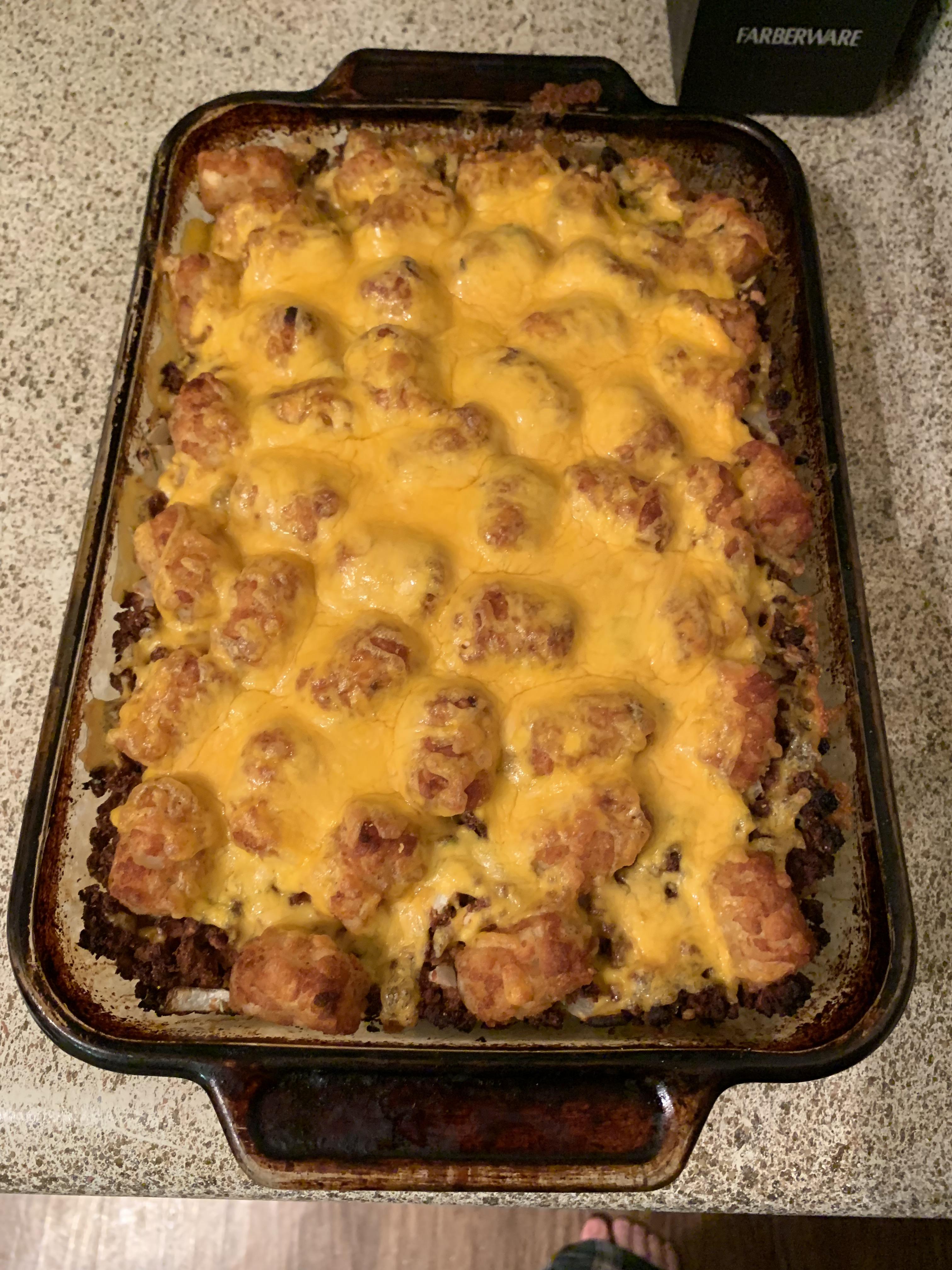 Meatless tater tot casserole! Perfect the the freak cold weather we had