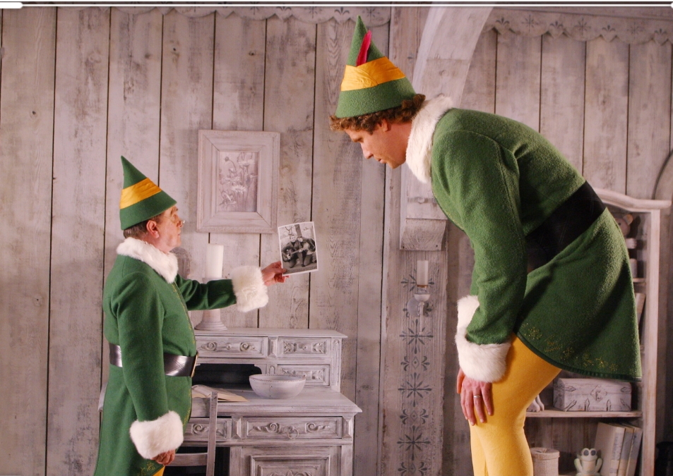In the movie Elf (2003), Buddy is always hunched over whenever he