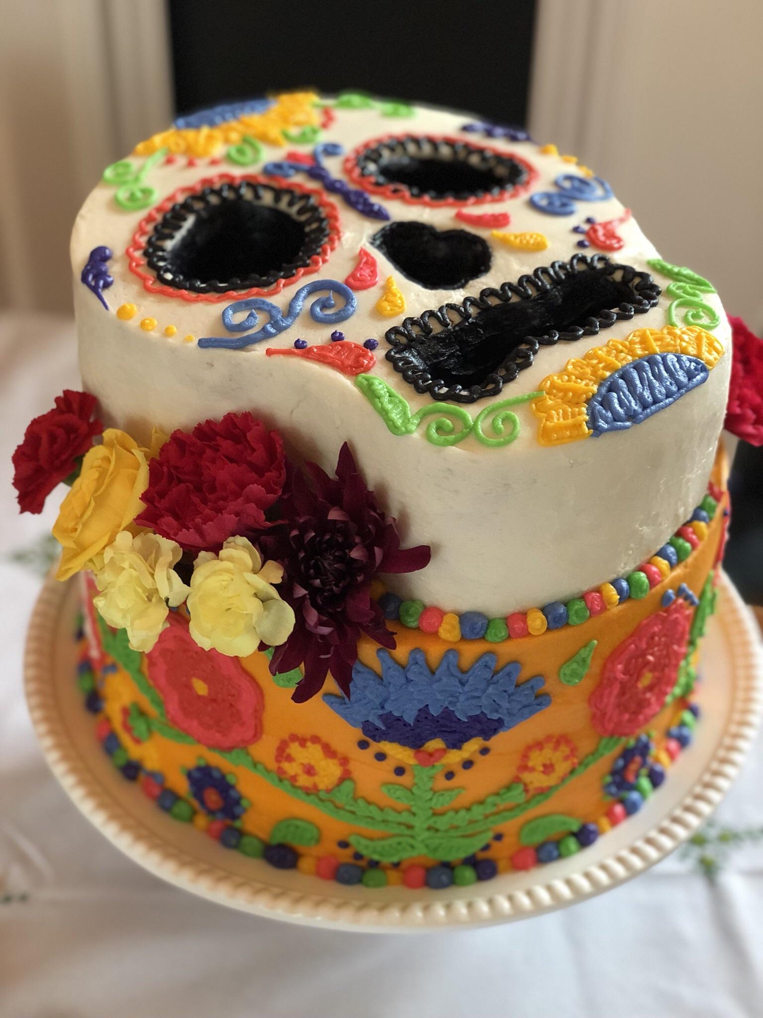 Sugar skull Halloween cake I made! r/cakedecorating