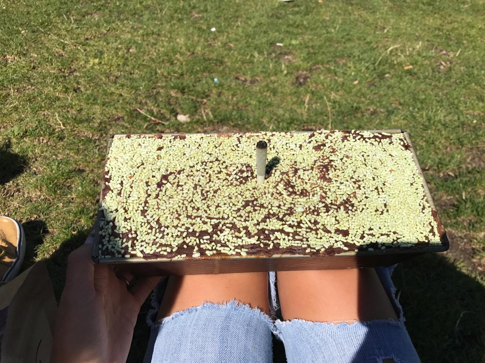 Edible birthday cake with joint candle r/treedibles