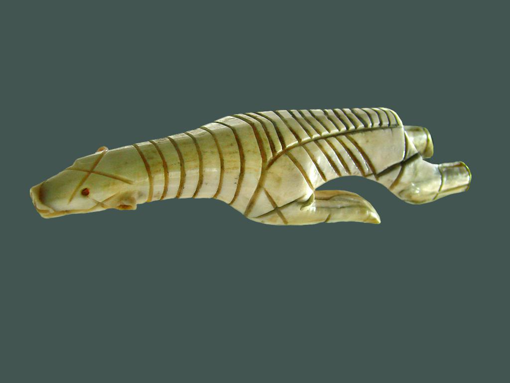 A small ivory sculpture of a polar bear found on Igloolik Island