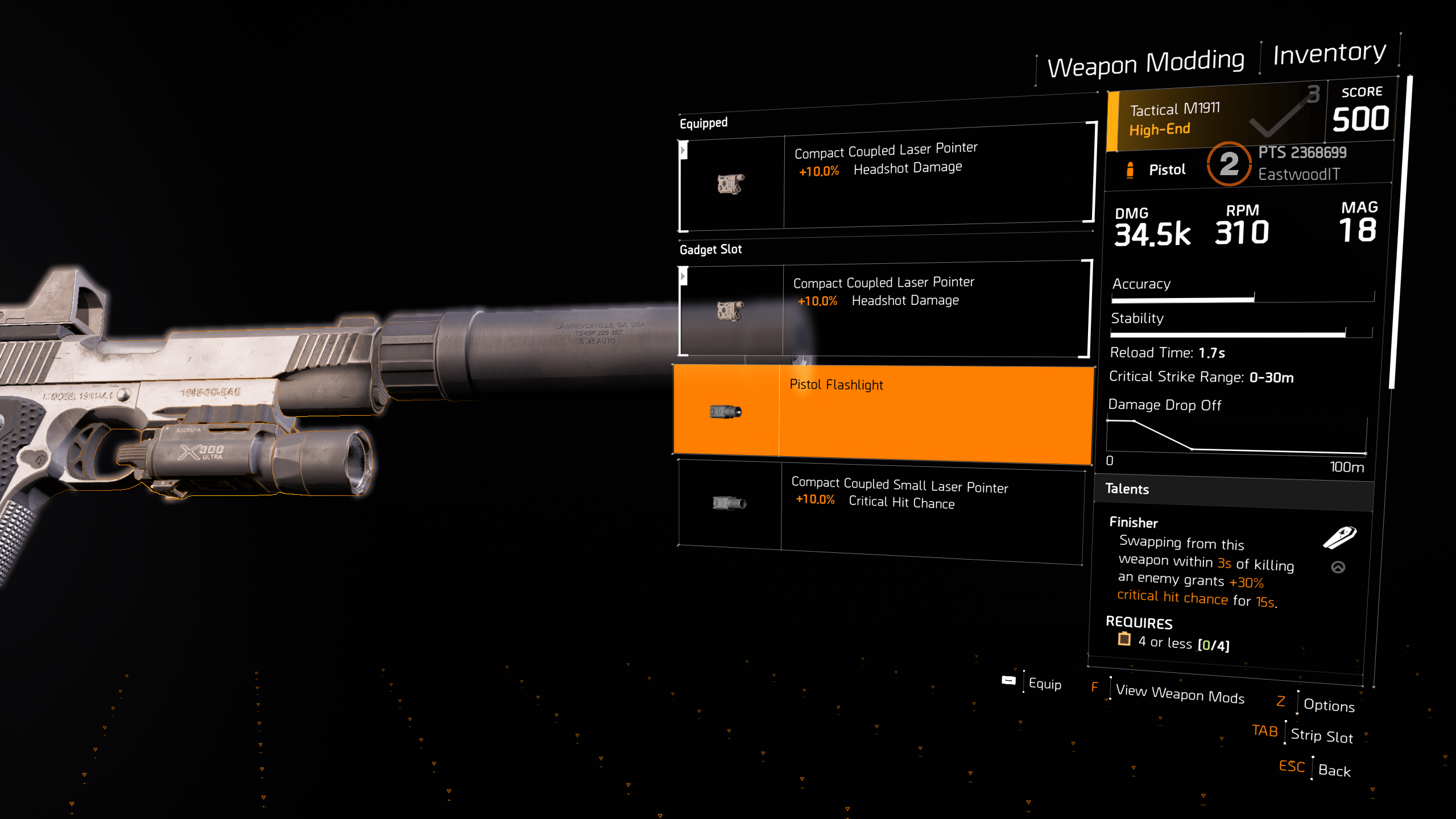 Flashlight for the pistol, no bonuses and takes a slot r/thedivision