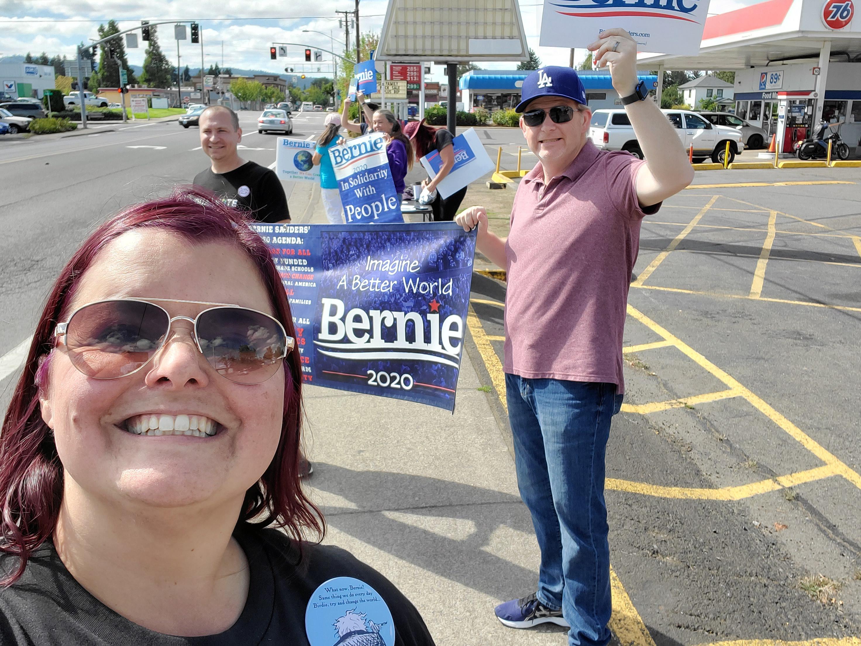 Impromptu sign and wave in Creswell, Oregon. We got a lot more honks