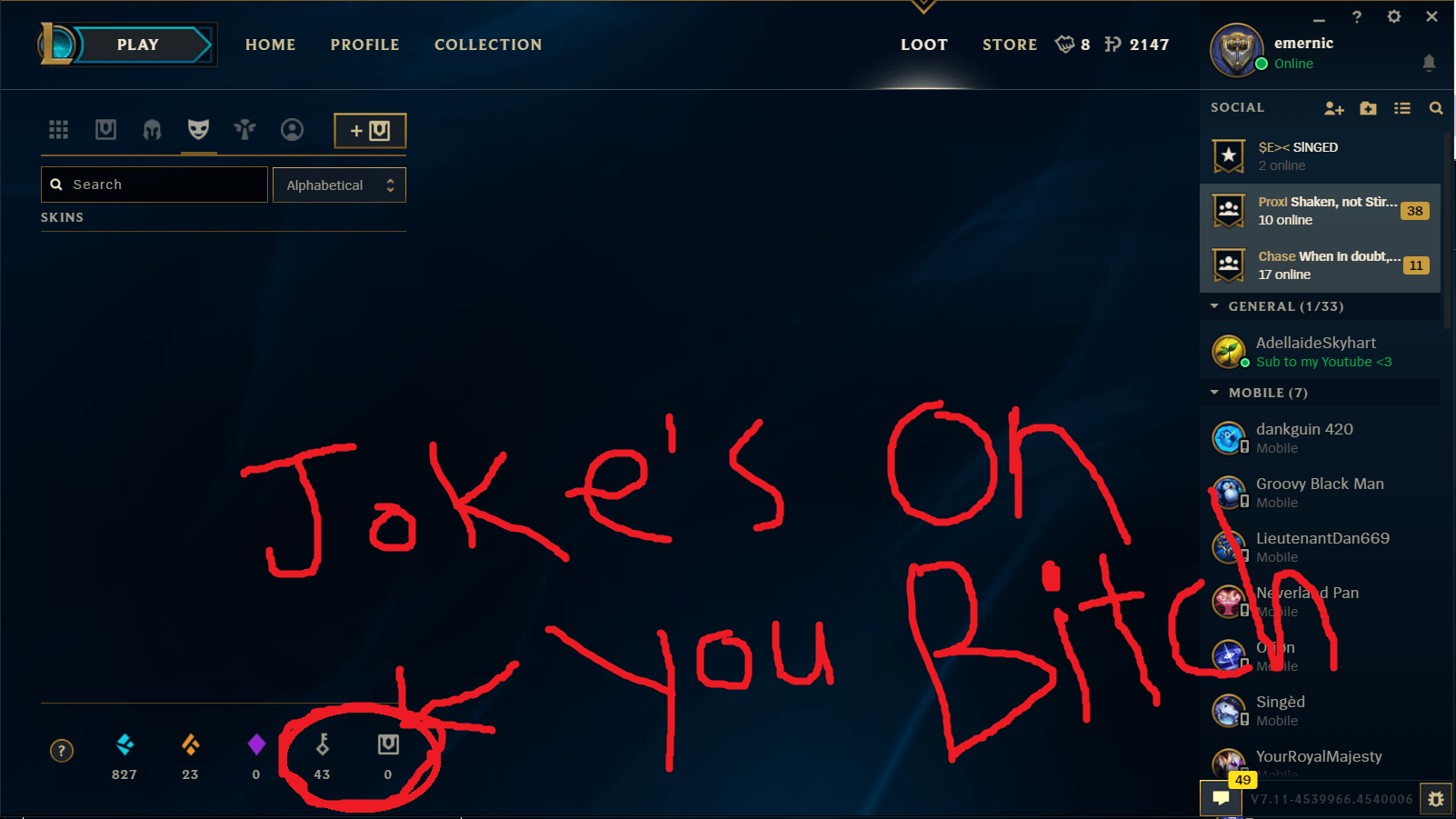 When Riot tells me key fragments will now only drop for gaining honor