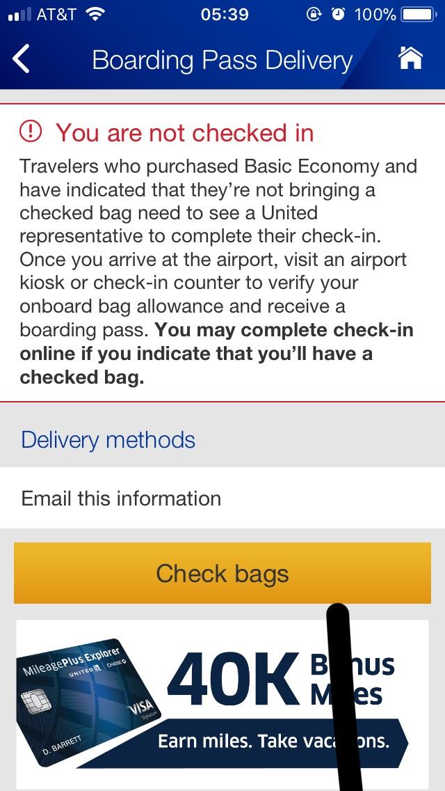 Just wanted to check into my flight without checking a bag. r