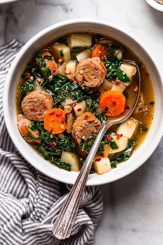 Kale and Potato Soup with Turkey Sausage r/whole30
