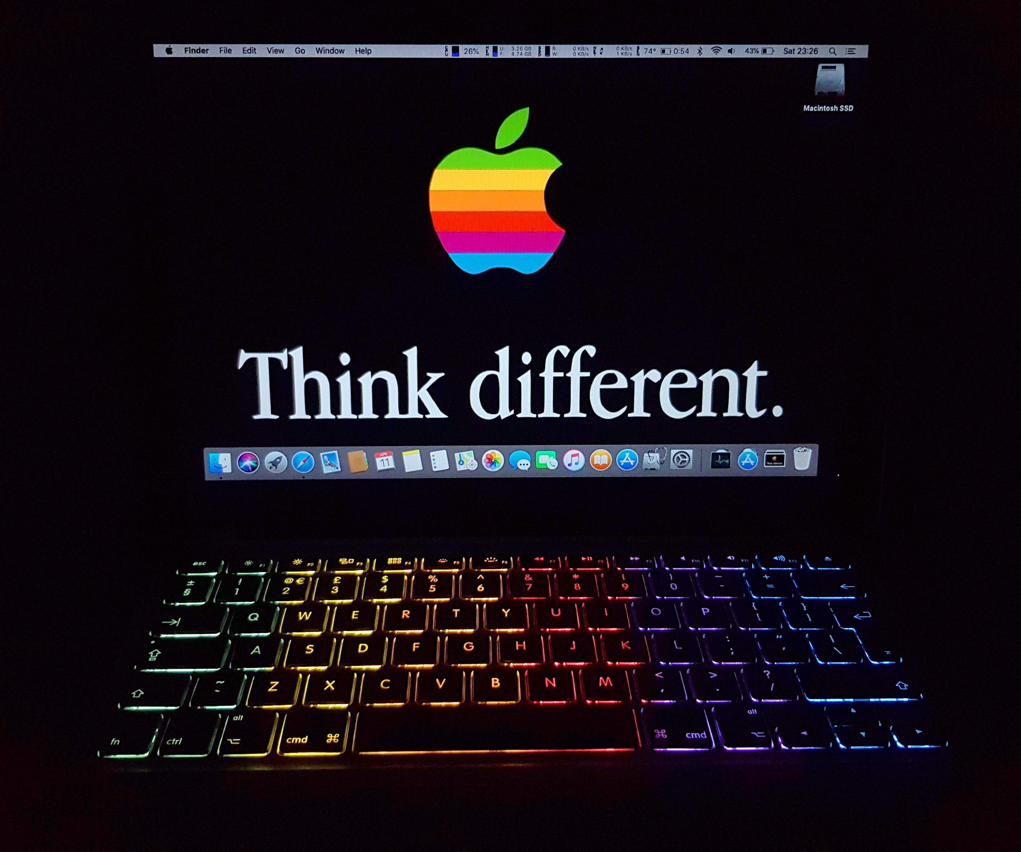 Changed the colour of my 2011 13" Macbook Pro keyboard backlight to replicate the colours from