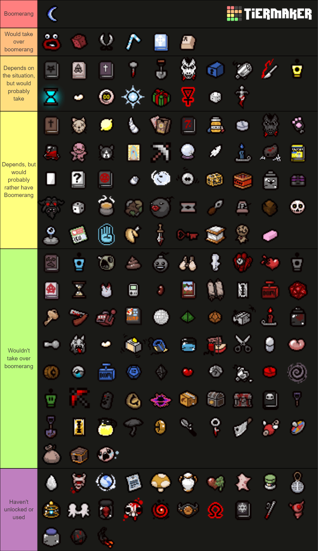 Boomerang tier list (Credit to u/BigBillskies for the idea after seeing