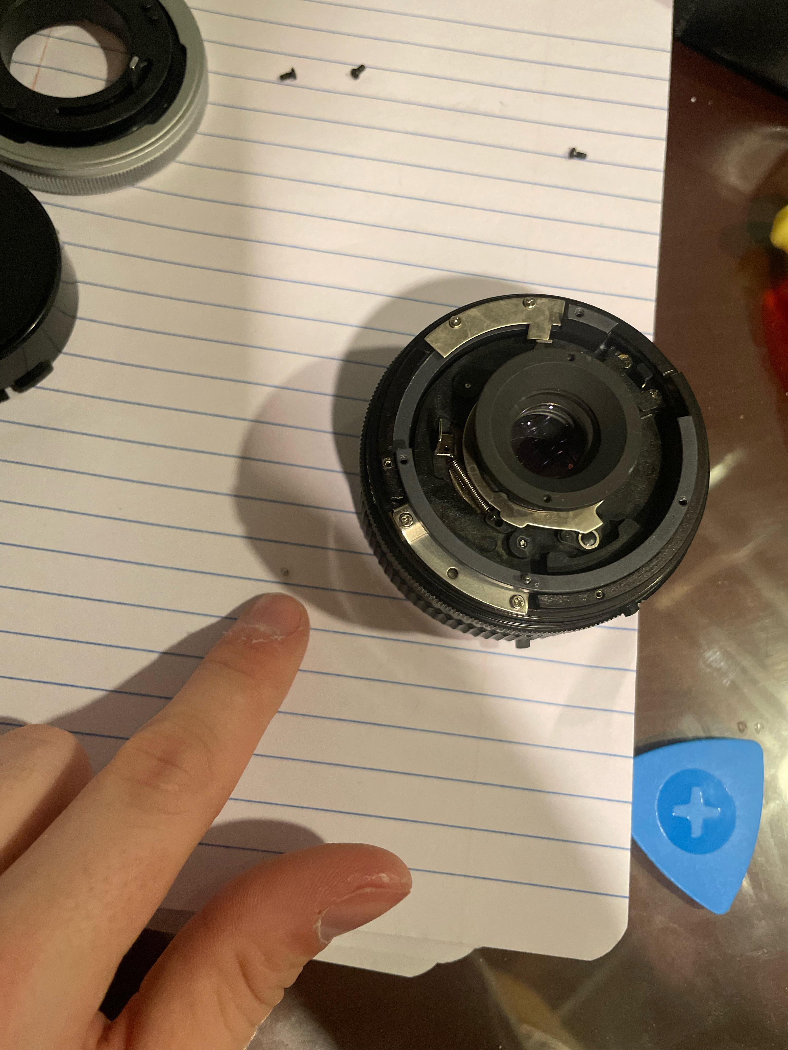 Help, I was cleaning a canon FD 35mm and this ball bearing fell out and