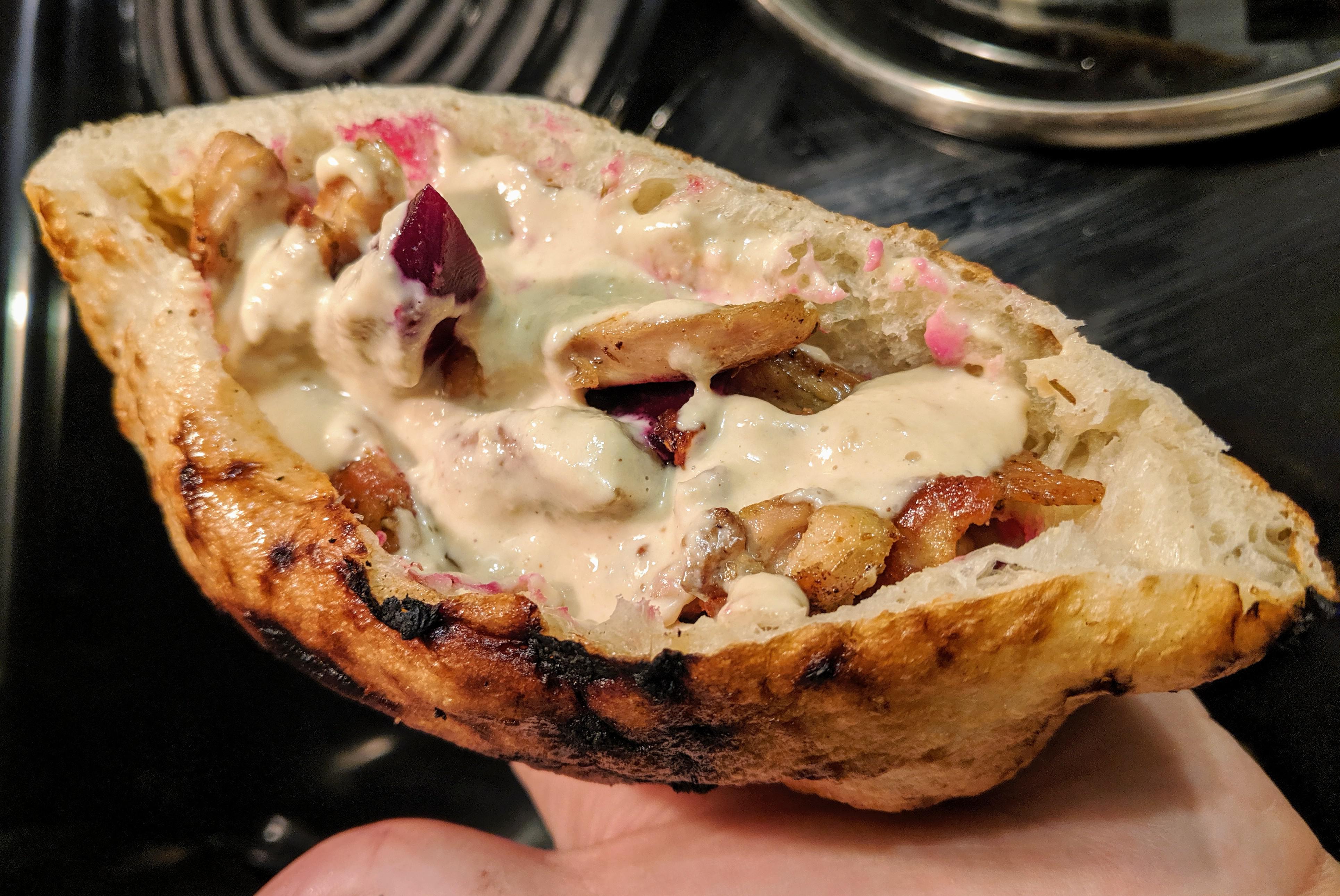 Chicken shawarma in homemade pita r/FoodPorn