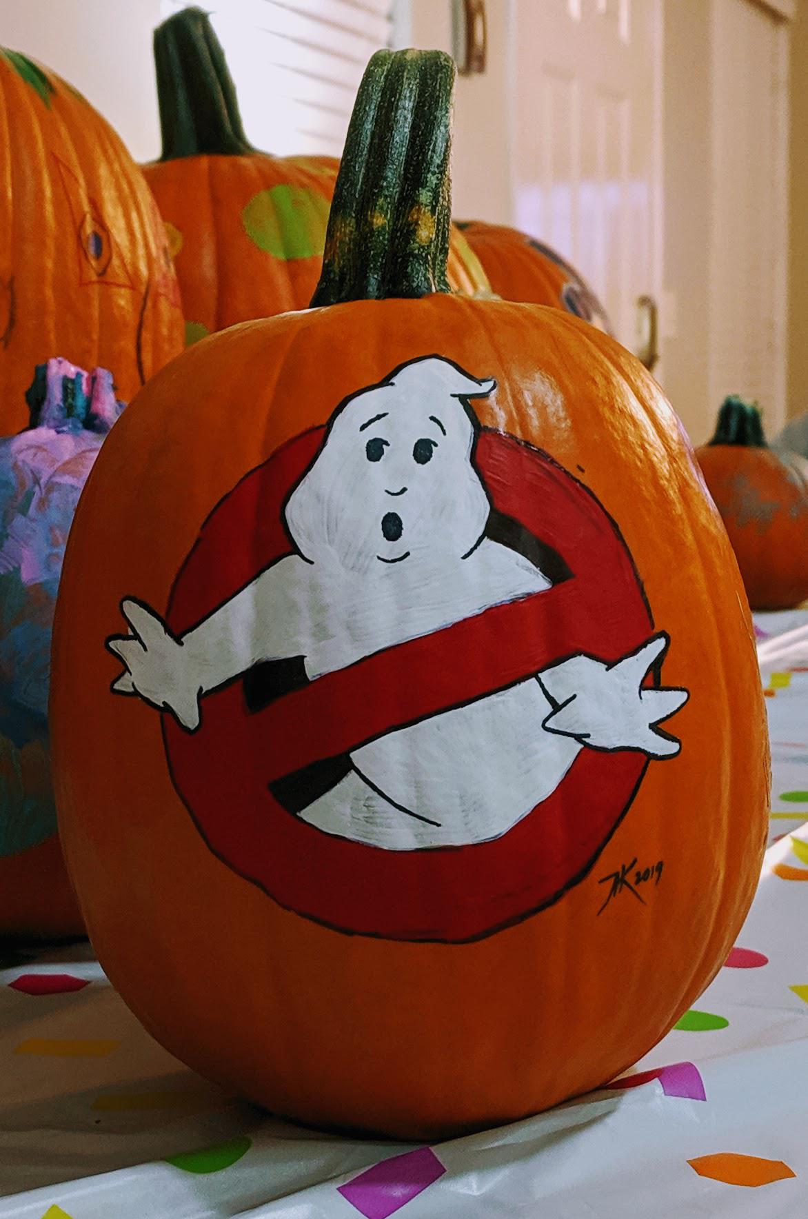 This year's pumpkin. Also resurrecting my Ghostbusters cosplay after 7