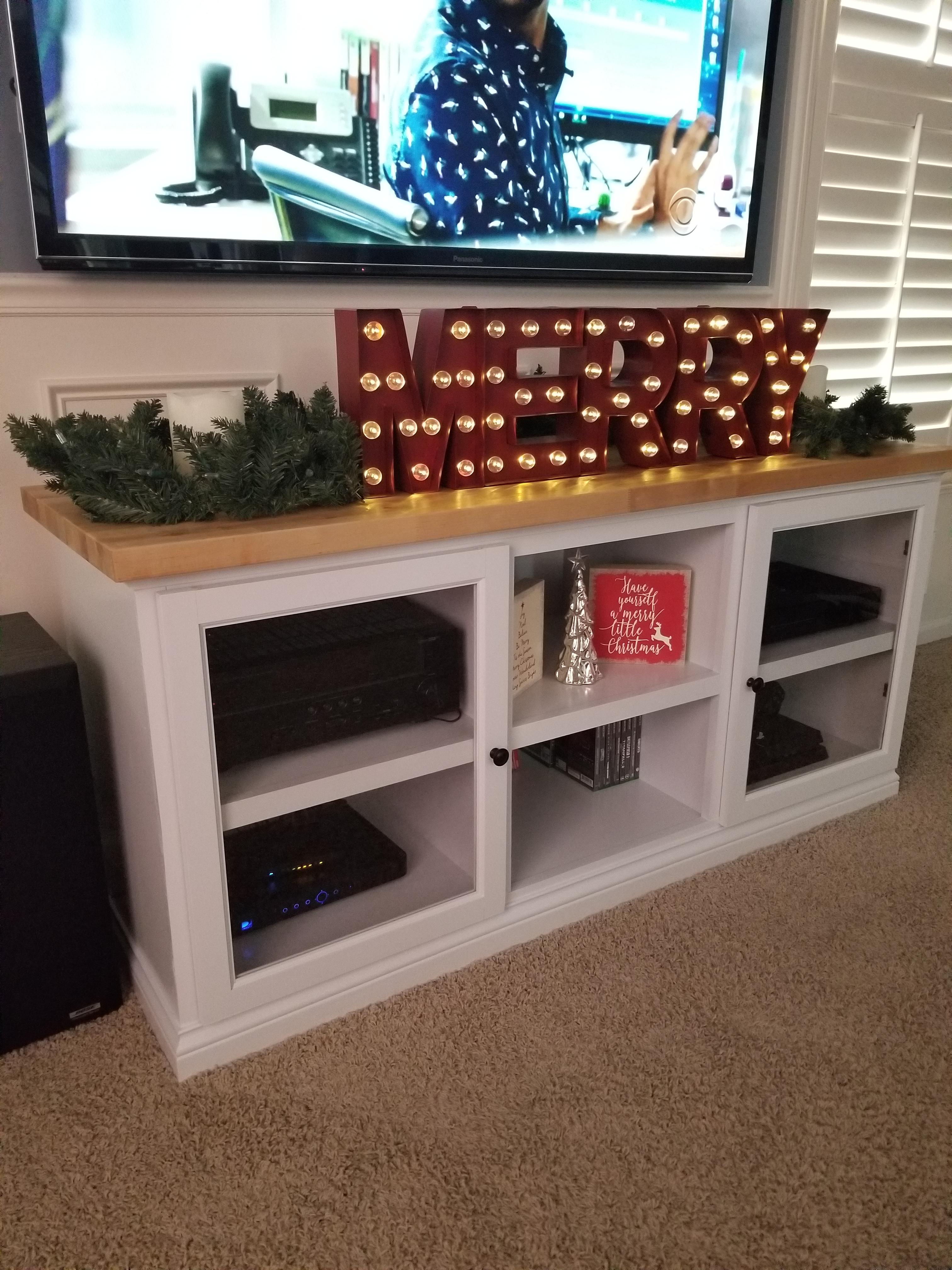 Finished the media console just in time for the wife to throw holiday