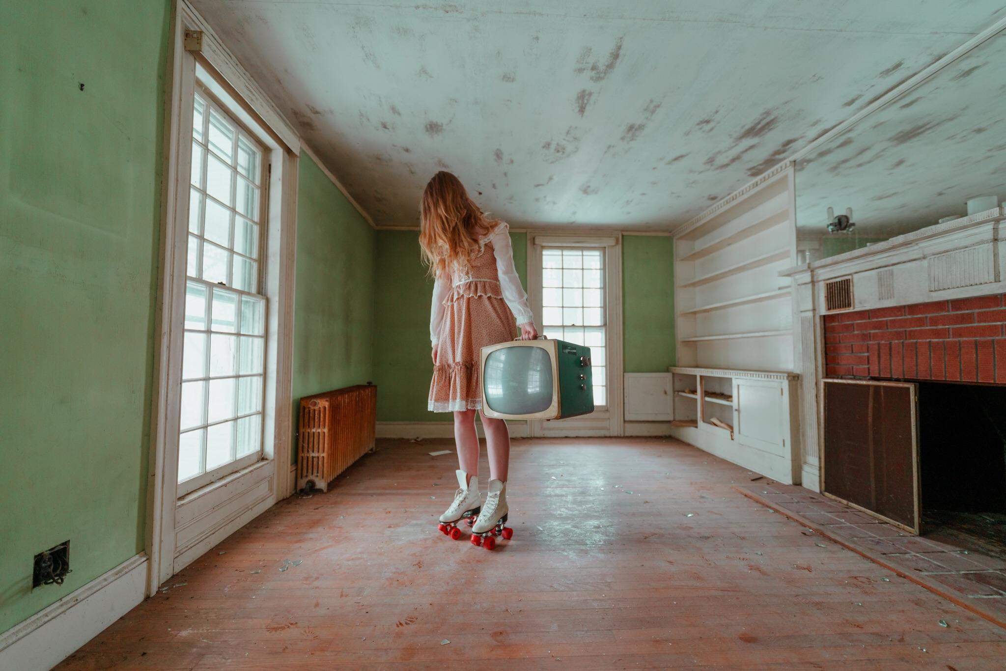 Bought these roller skates & Westinghouse tv at an antique store, then