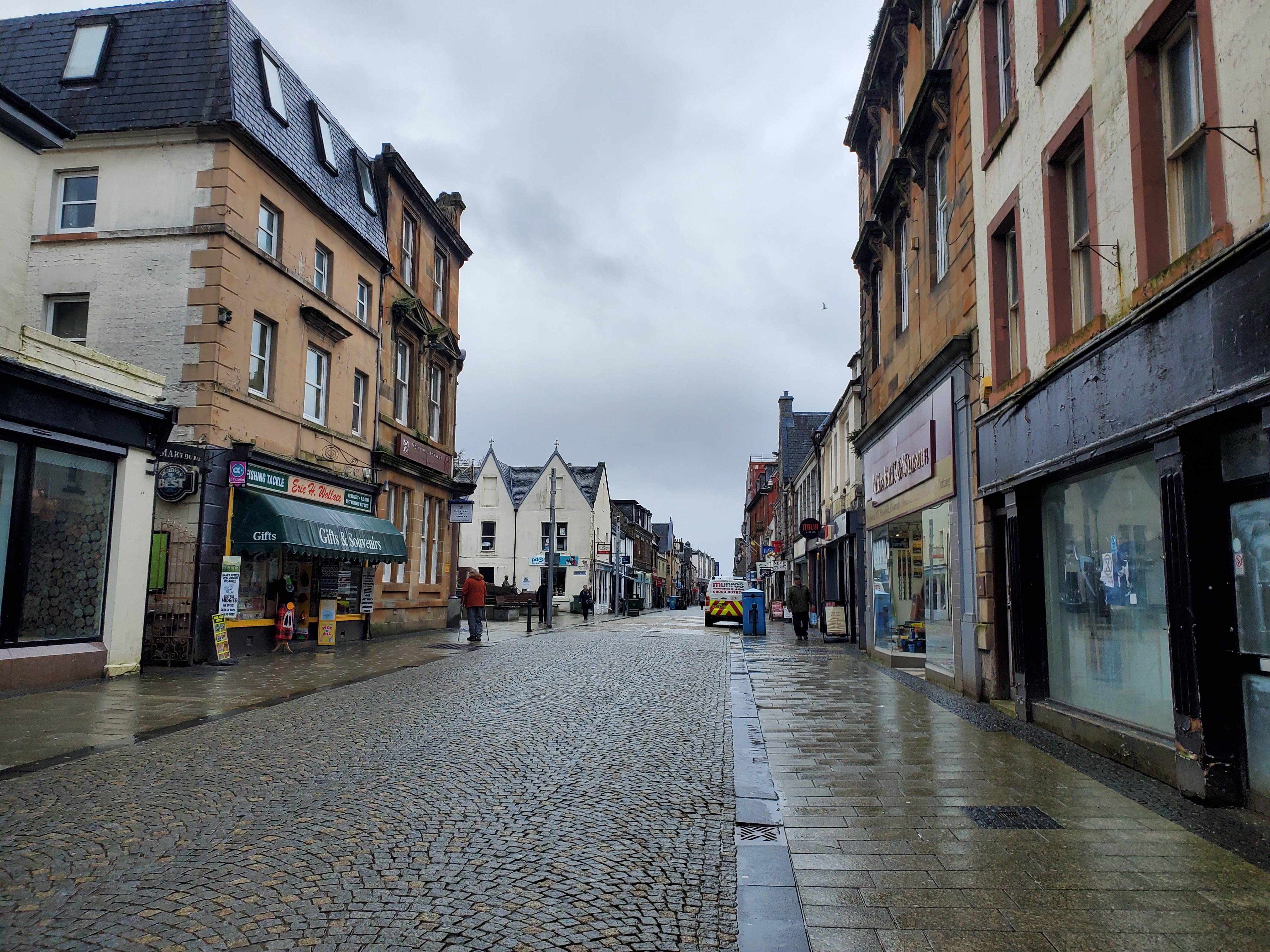 Fort William, Scotland on a wet day before the lockdowns (10 March 2020