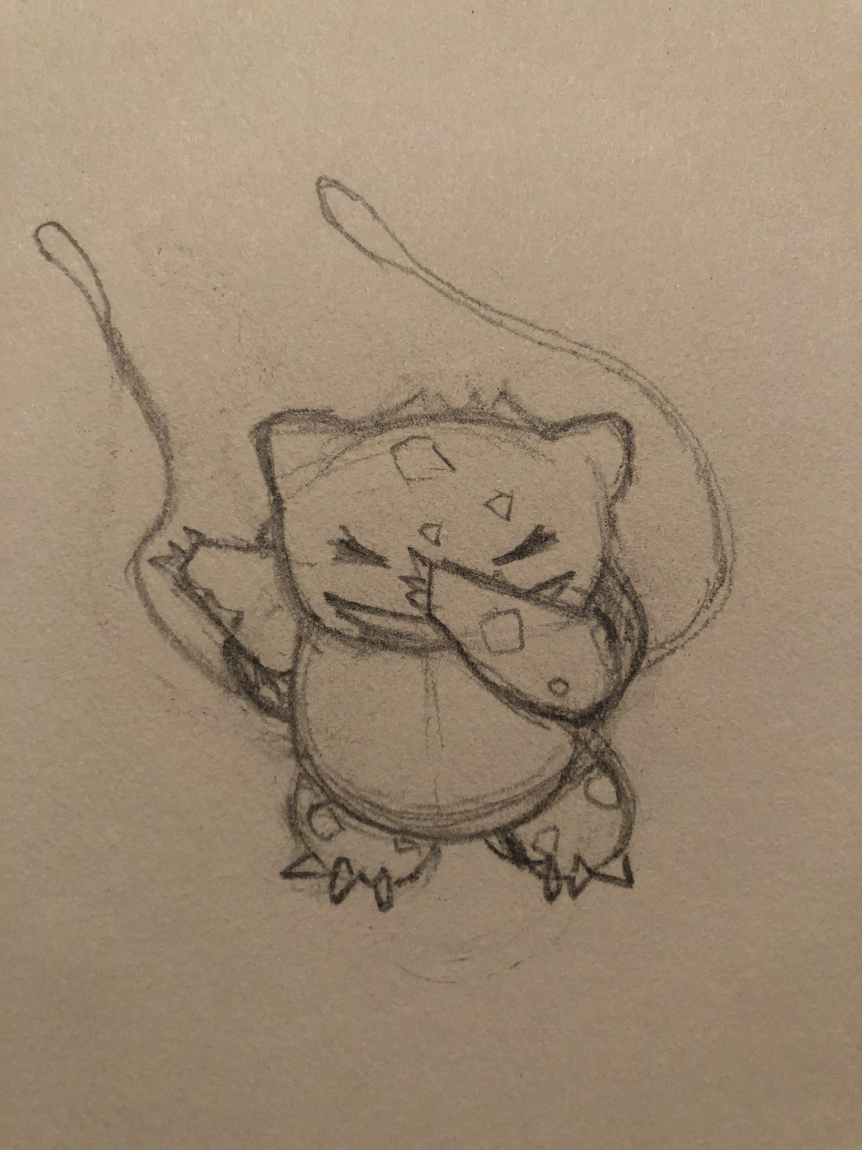 Rough sketch of Bulbasaur “Dabbing” for my son. pokemon