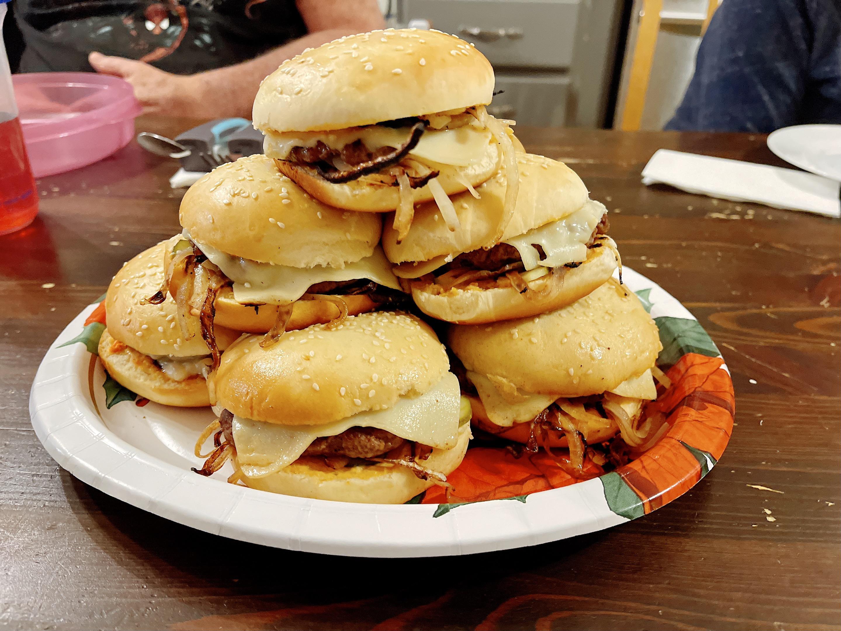 [homemade] Oklahoma style cheese burgers with ancho lime taro fries and