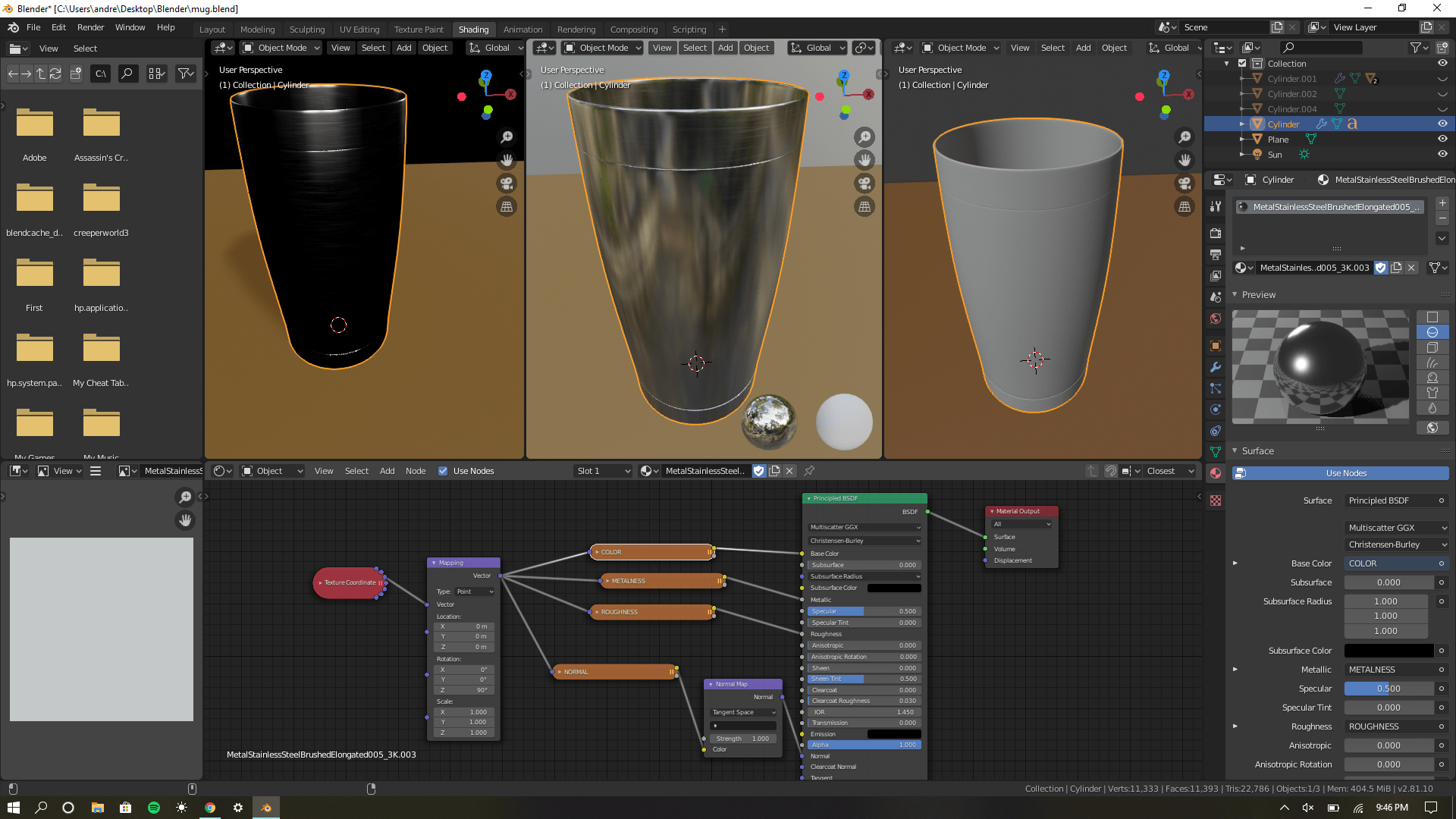 I'm using Poliigon's Material Converter addon and my mug is rendering