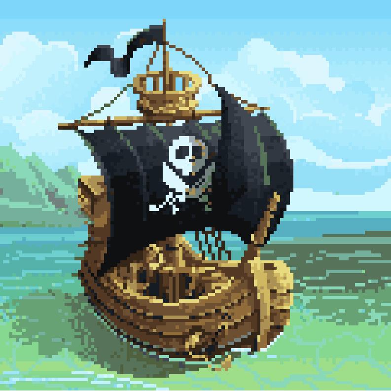 [OC] Pirate Ship Out At Sea PixelArt