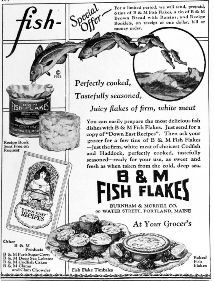 1927 Ad for B&M Fish Flakes. r/vintageads