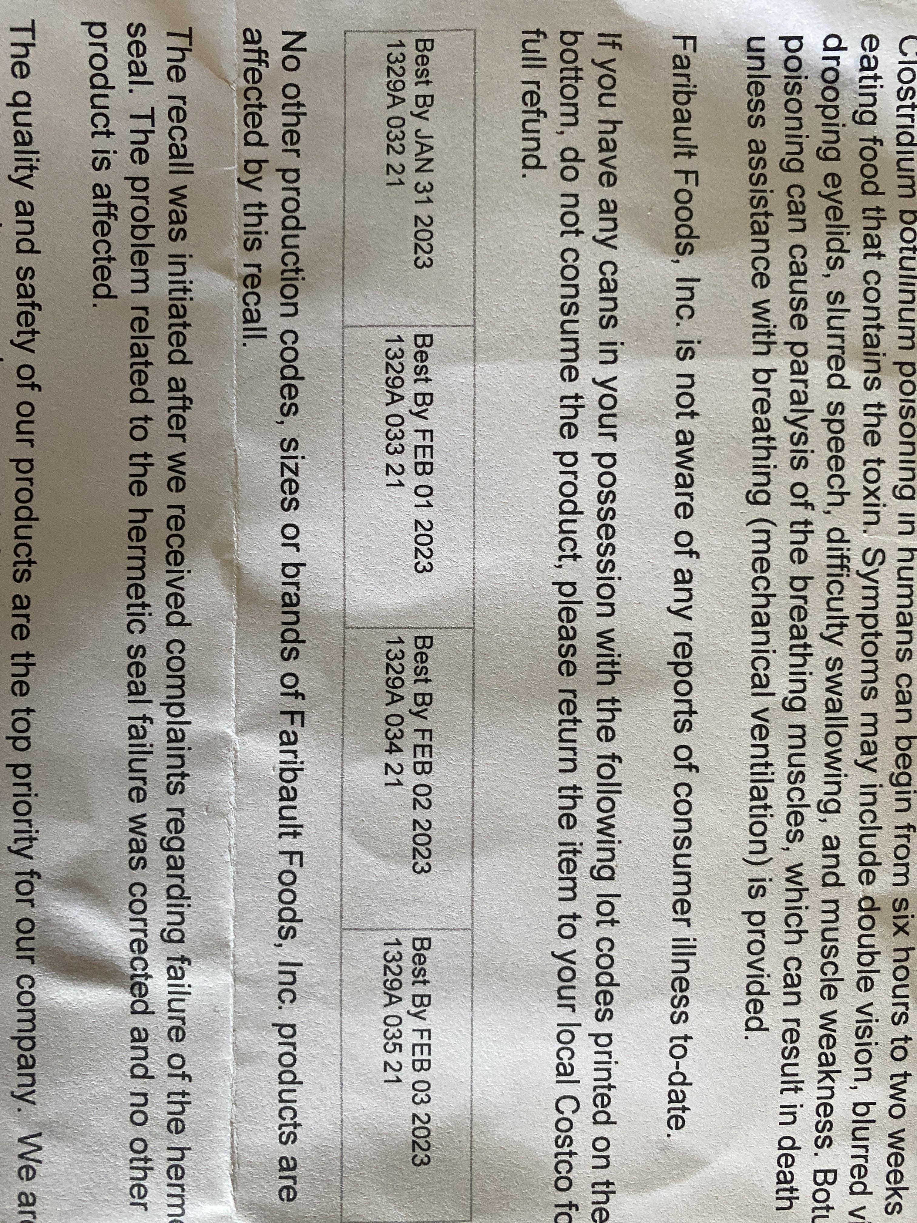 Costco Recall List 2023 Recall On Black Beans, Check Your Lot Numbers. Botulism Is No Joke. : R/ Costco