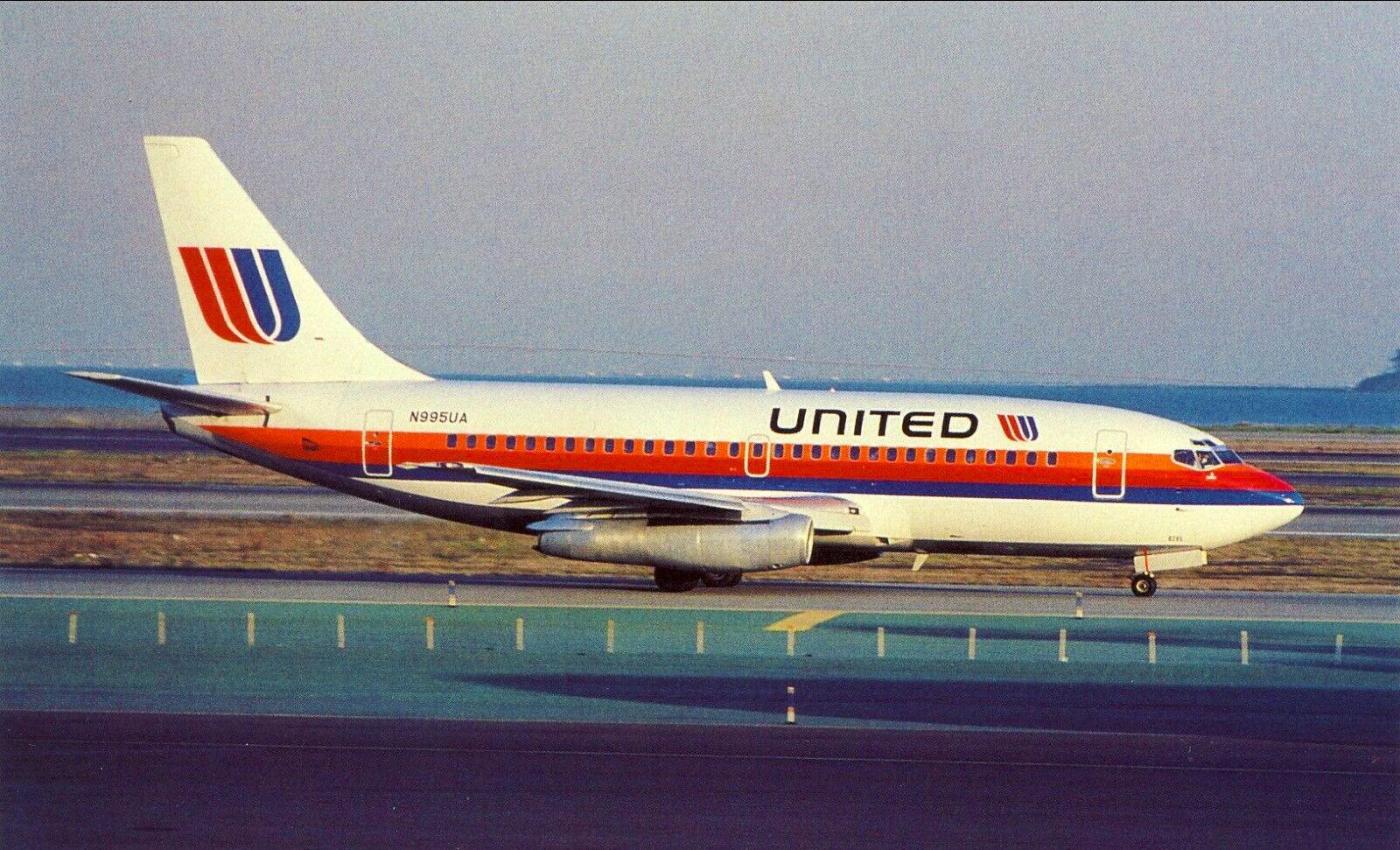 Postcard featuring the Classic United Airlines Saul Bass livery on a