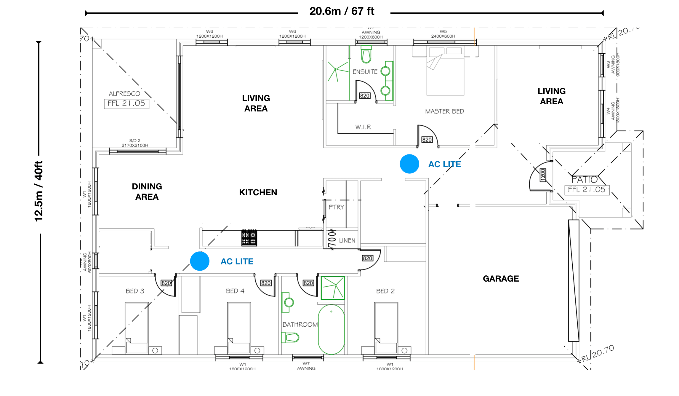 Advice on AP placement. Floor Plan included. One 2 x ACLITE or 1 x AC