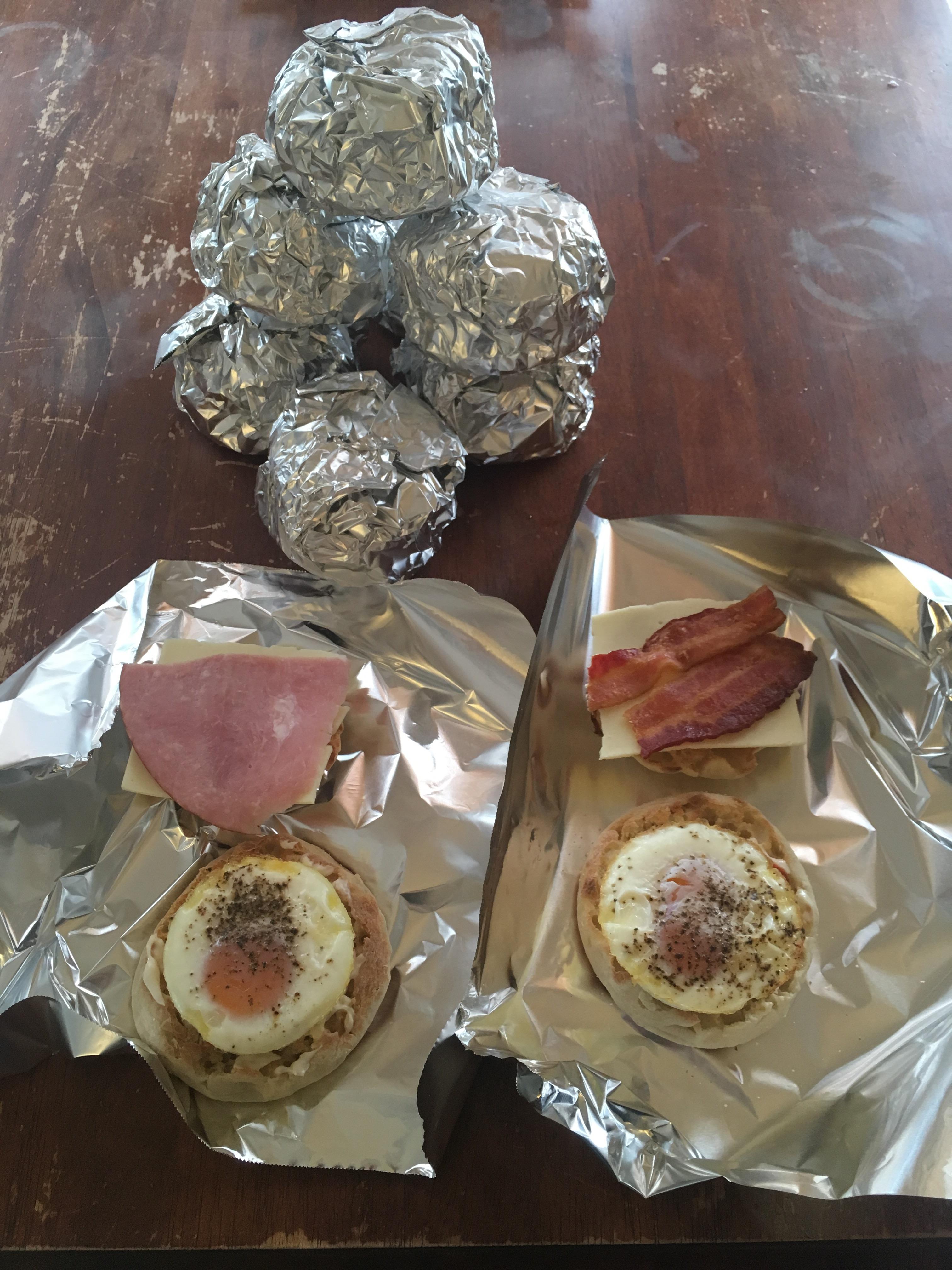 English Muffin breakfast sandwiches for the week! I baked the eggs in a
