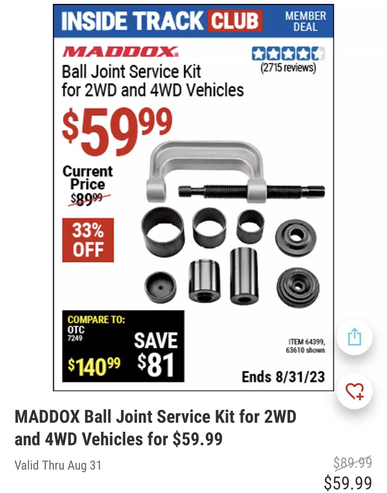Maddox Ball Joint Service Kit r/harborfreight