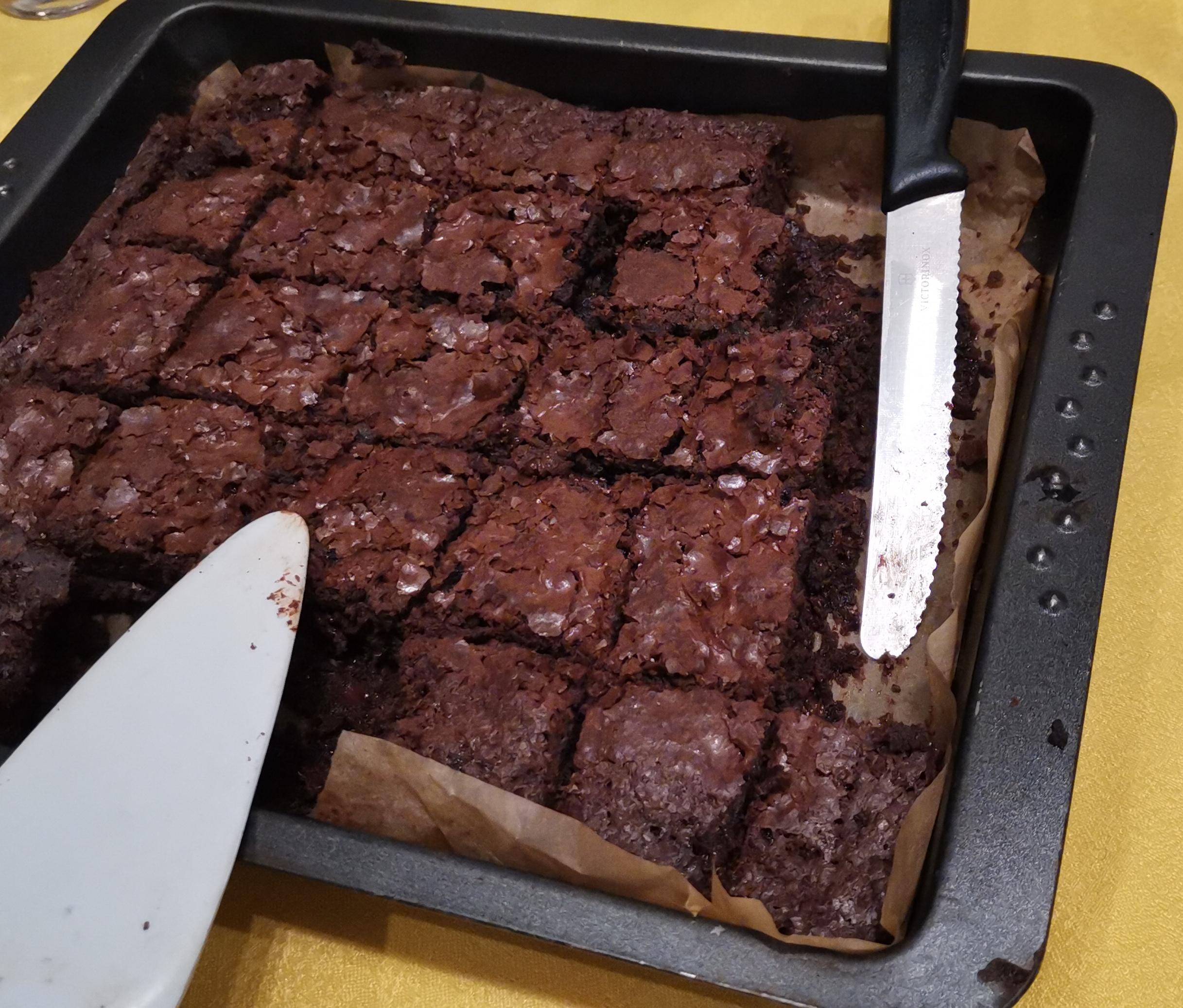 I made "Preppy Kitchen's" fudgy brownie recipe today and they turned