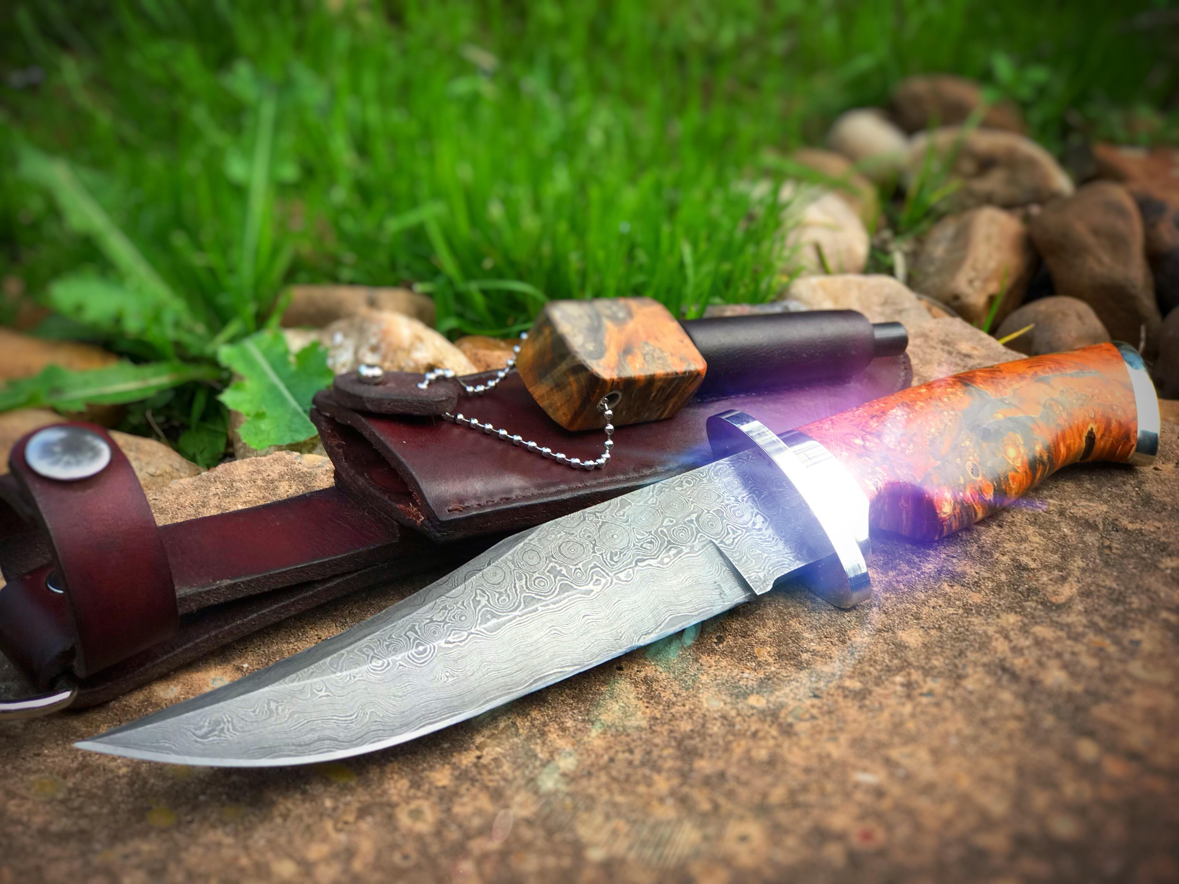 Purdey Raindrop Damascus Steel Bowie Bushcraft knife. 19 out 30 made