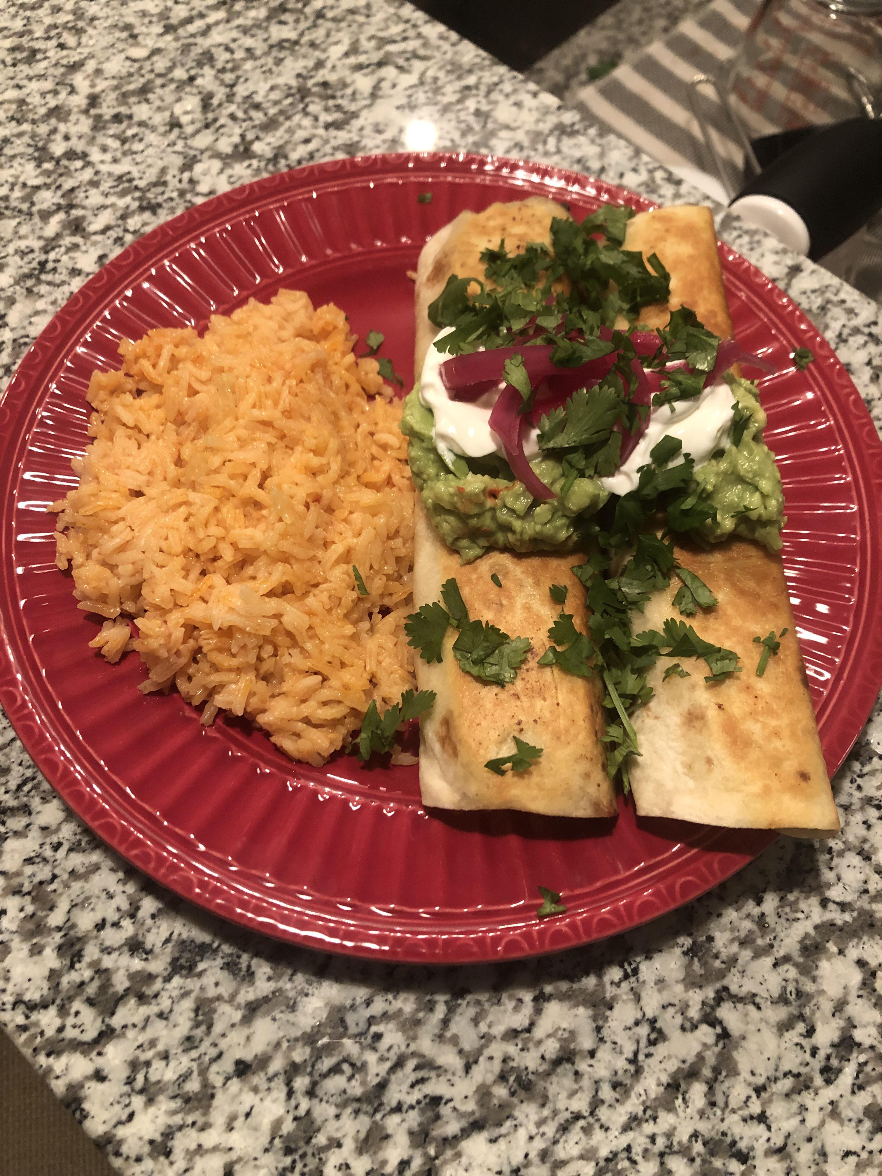 Black bean Flautas with Mexican rice [homemade] r/food