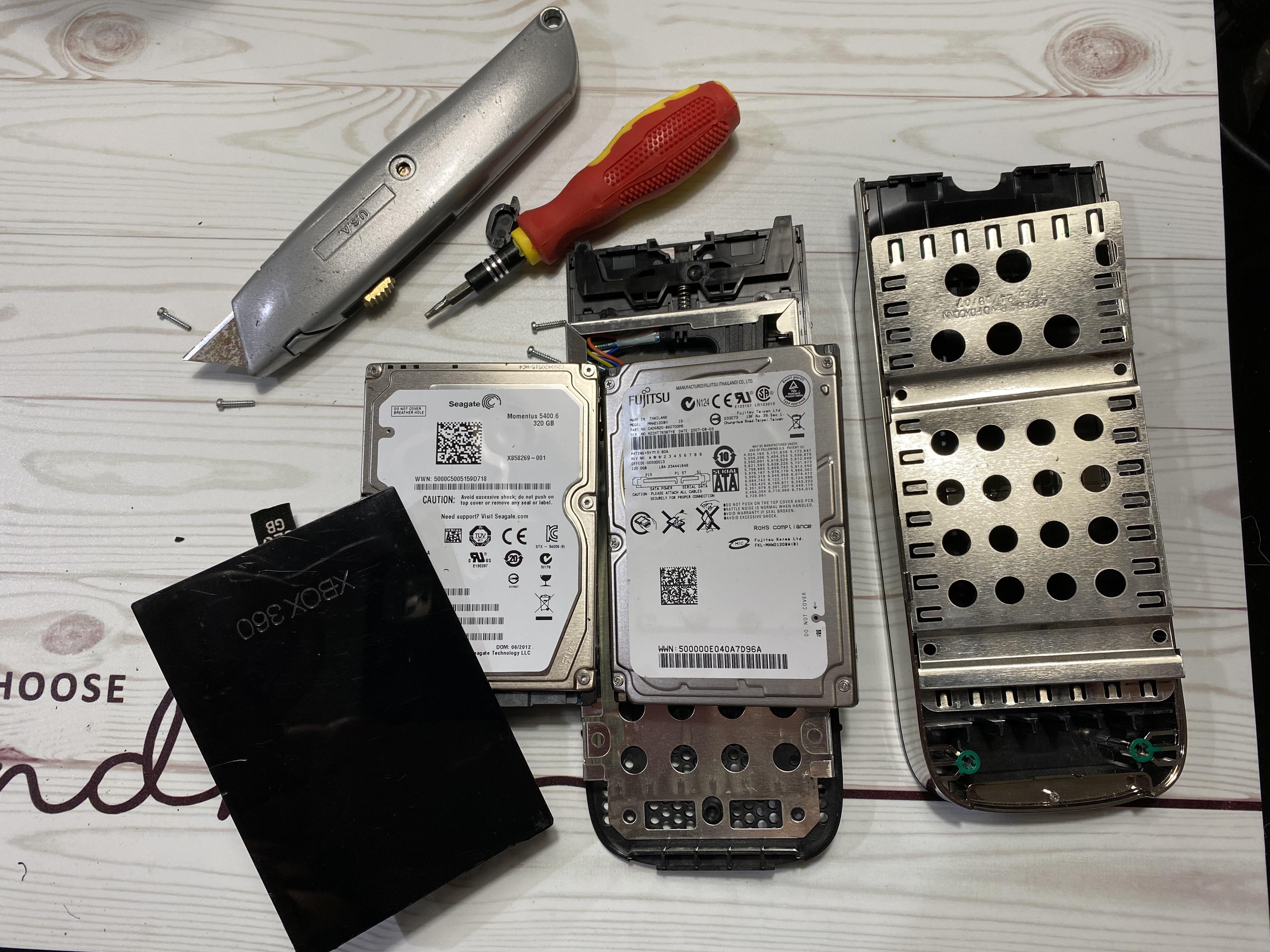 Swapping a 320gb hard drive from a slim enclosure with a 120gb hard