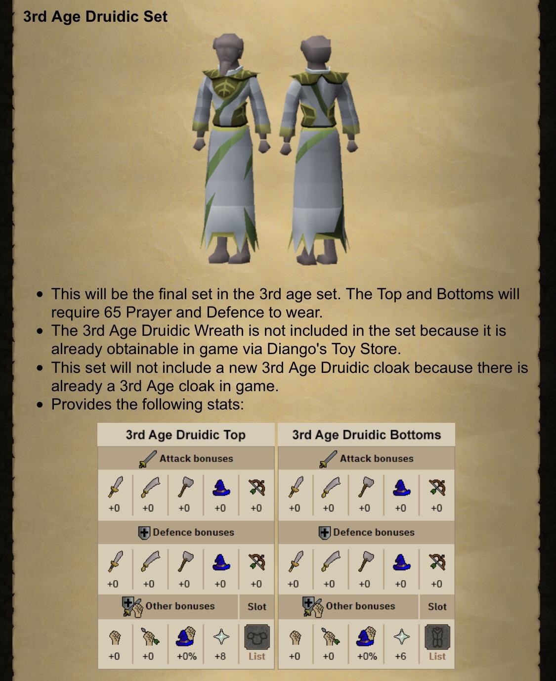 New 3rd Age Druidic robes set to be polled soon. 2007scape