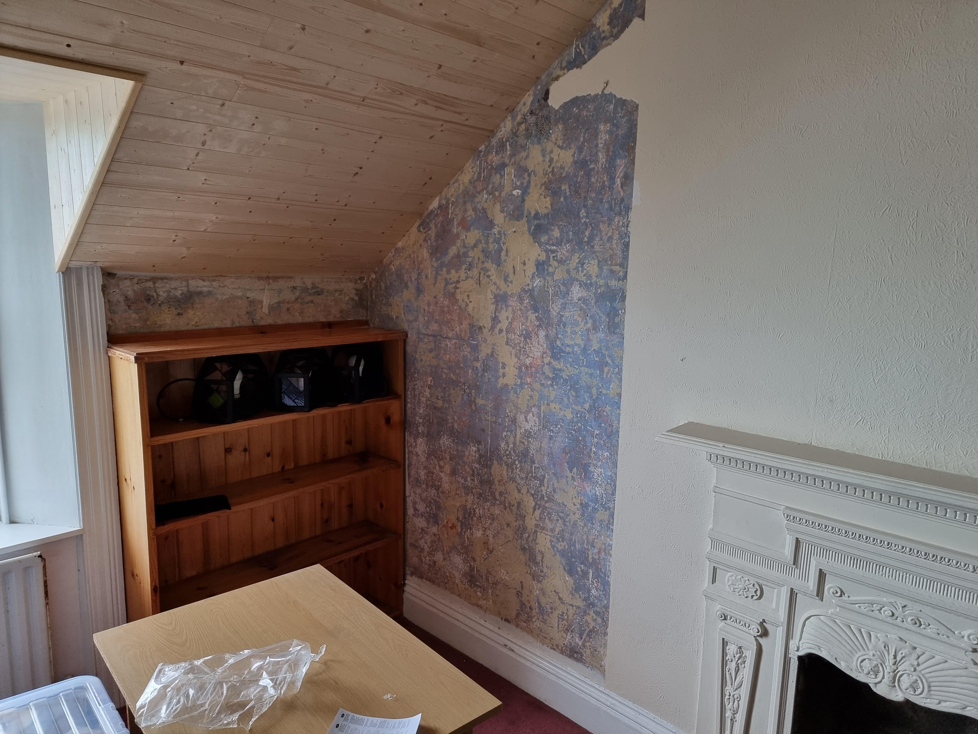 Layers of old paint under wallpaper. centuryhomes