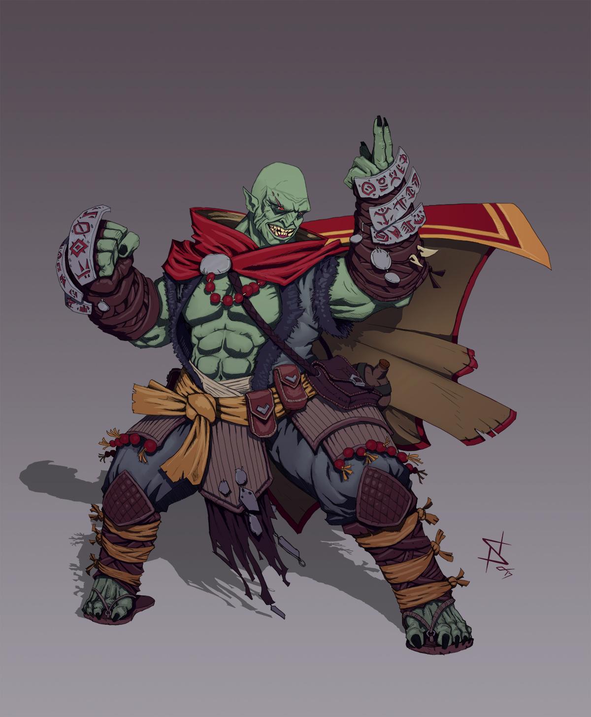 [ART] Half Orc Muscle Wizard DnD