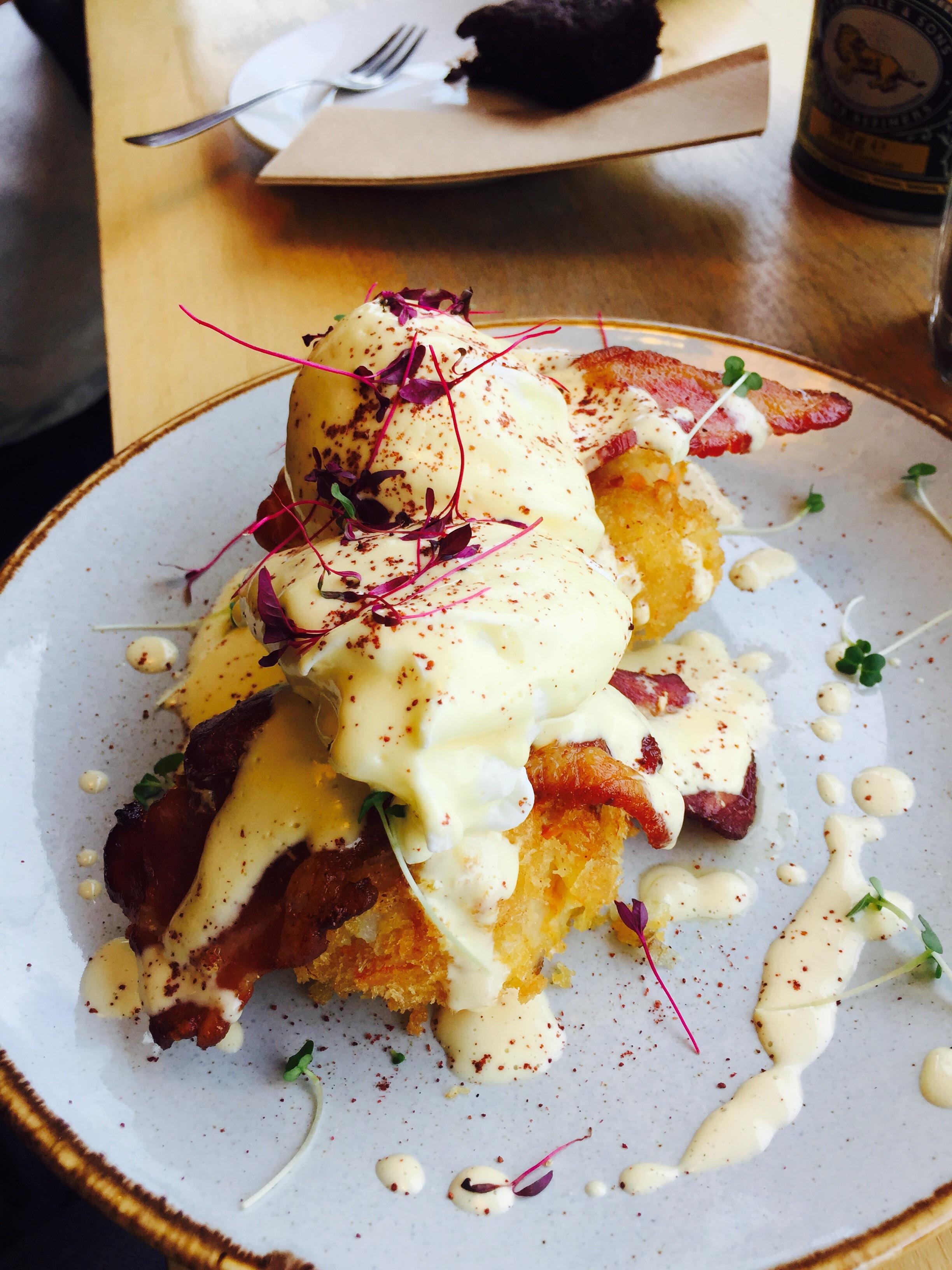 [i ate] eggs benedict on potato rosti instead of muffin. Surprisingly