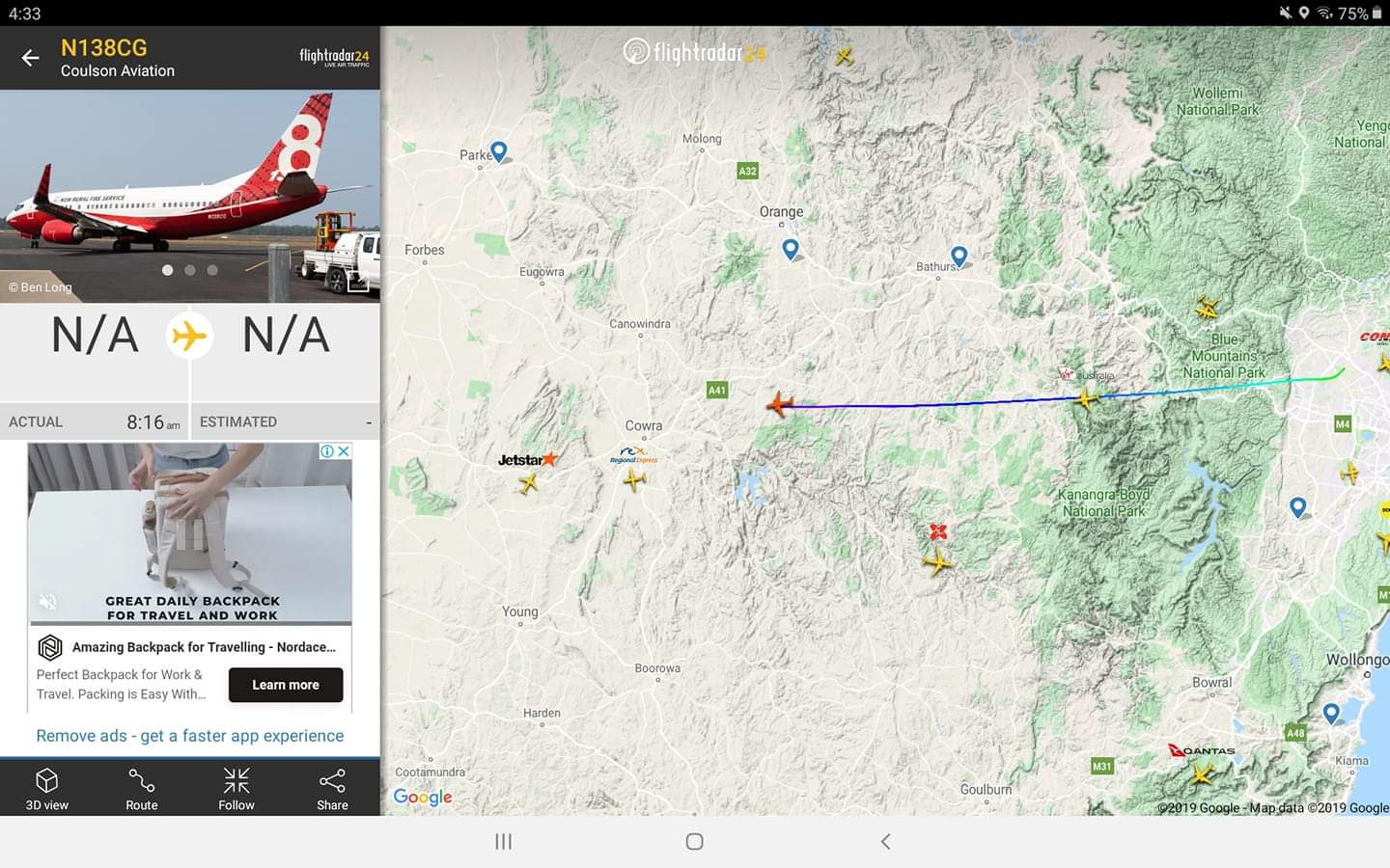 737 water bomber enroute from Richmond to assist with the fires r/perth