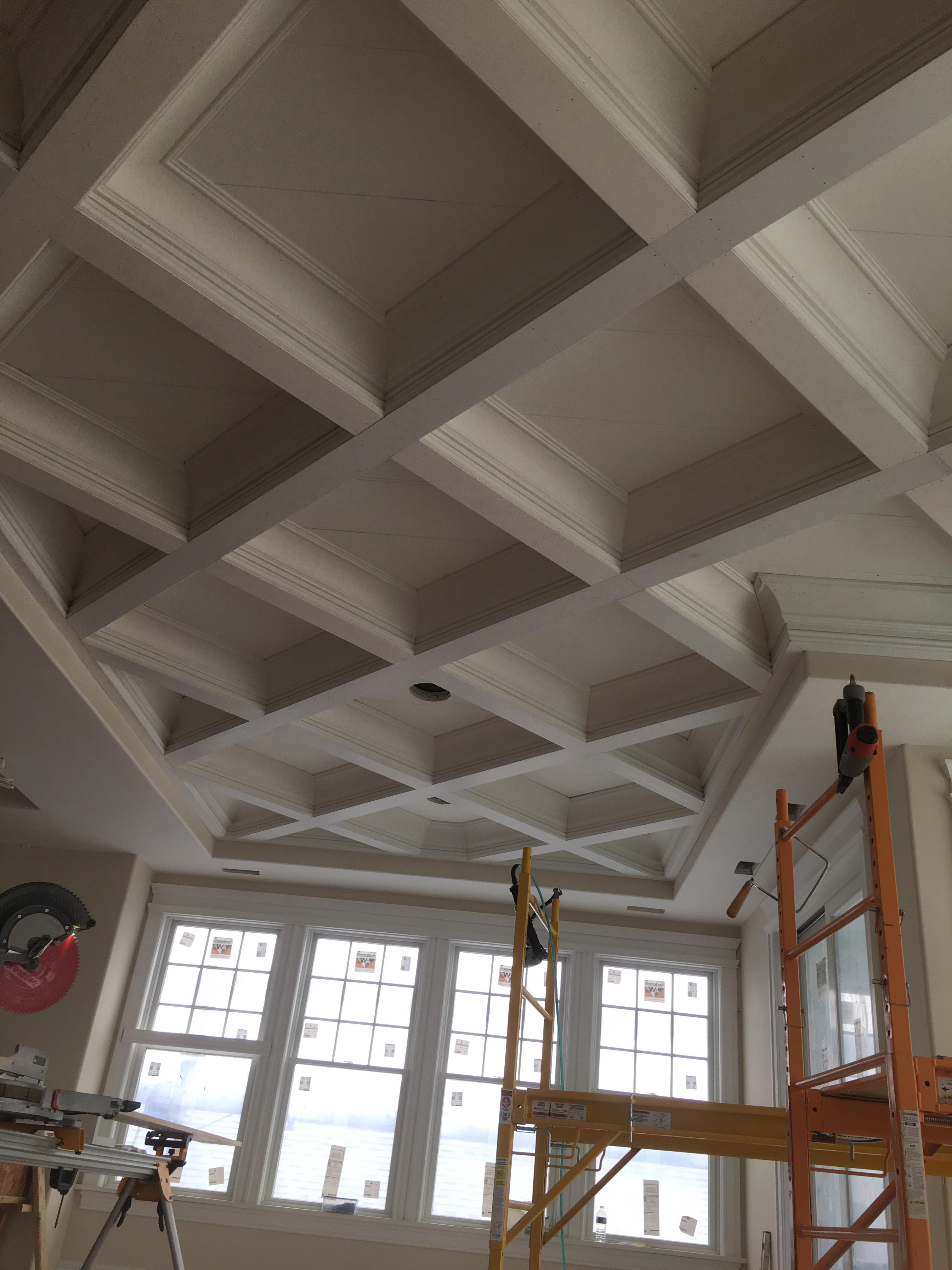 Just finish this 8” crown coffer ceiling I’m very proud of!!! r/woodworking