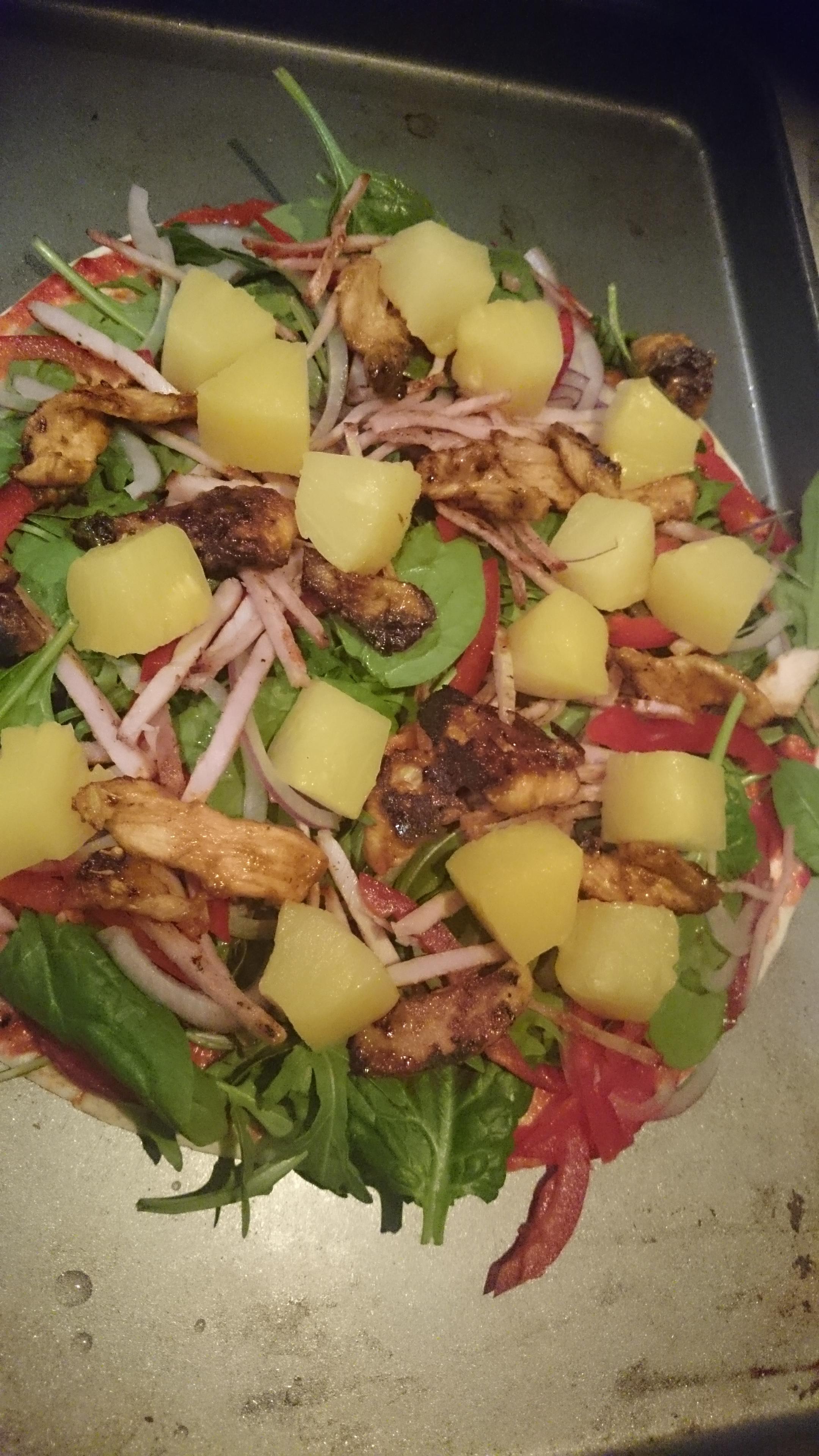 [Homemade] BBQ chicken pizza with a boatload of pineapple and chilli