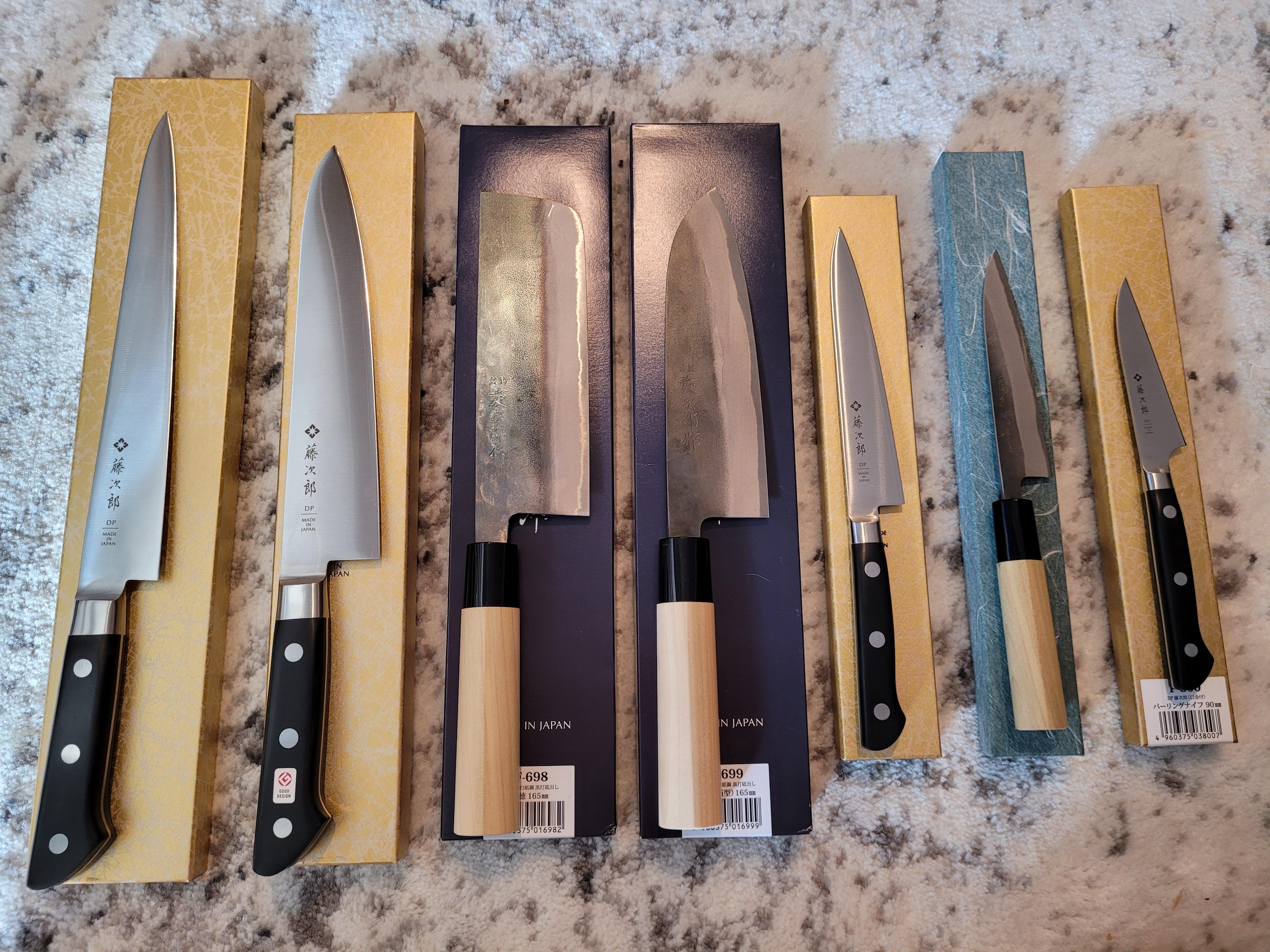 Tojiro Knife collection. DP series and Shirogami ITK series. A sucker