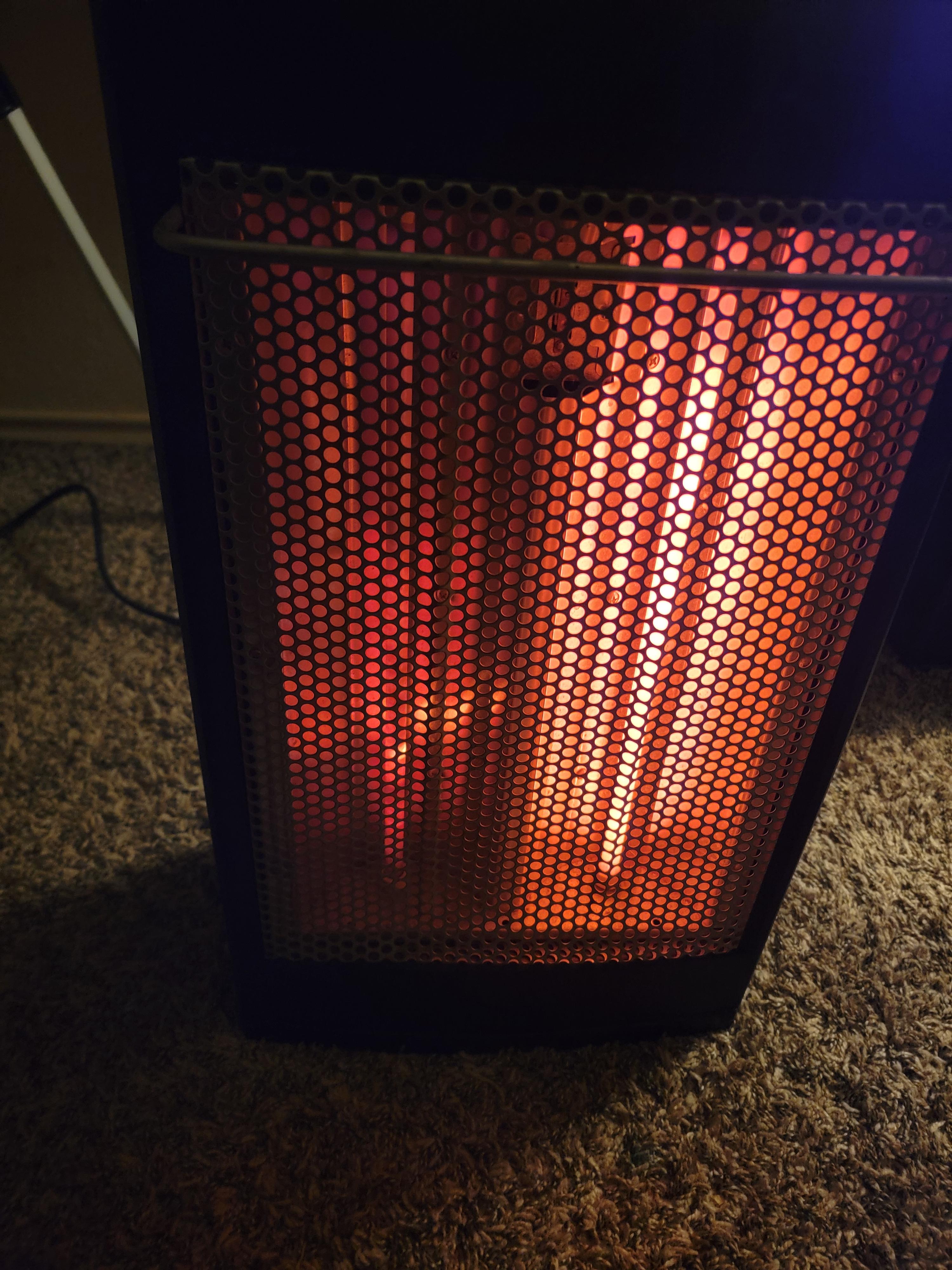 Hi, firebugs! I turned my space heater on for my dog who likes to