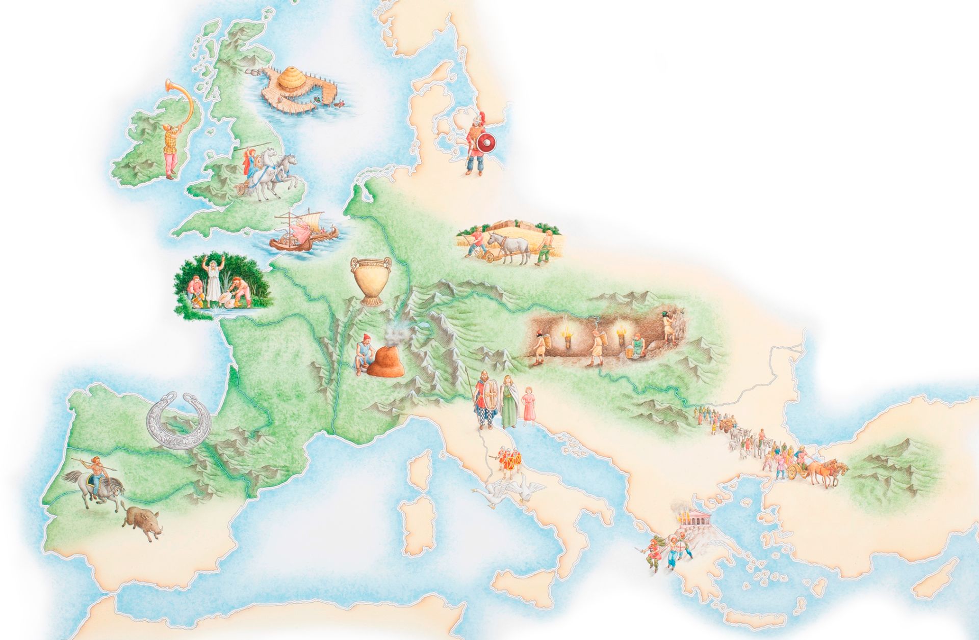 Celtic Culture Map Europe Pictorial map of Celtic culture in Europe at its height. MapPorn
