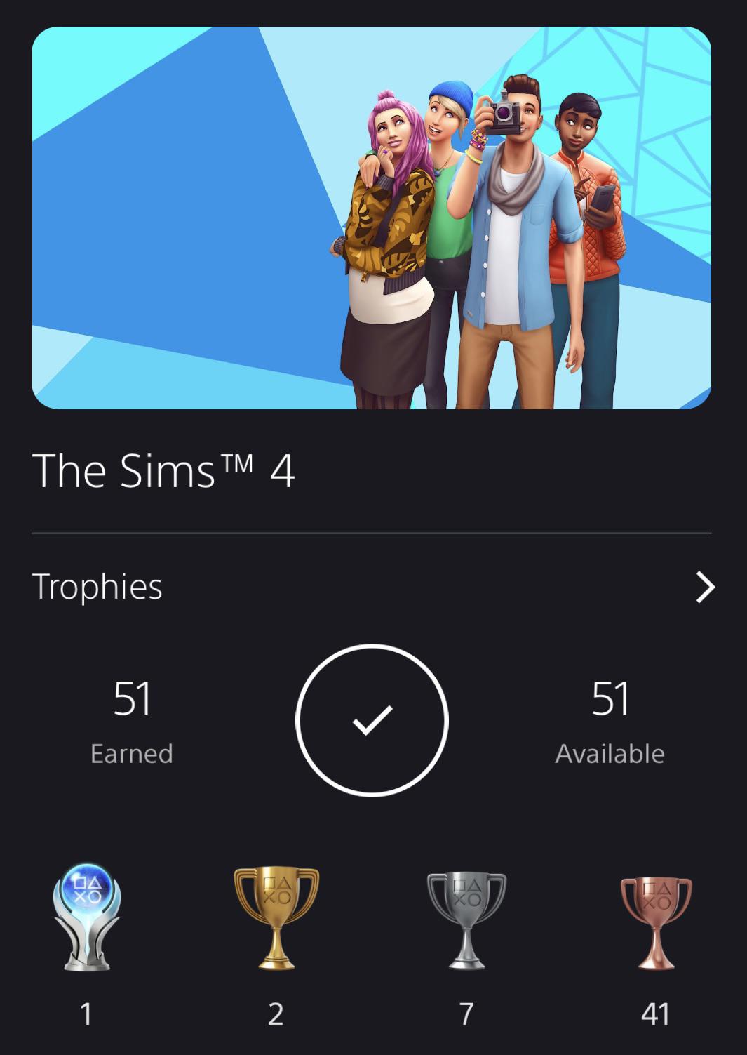 [The Sims 4] Platinum 14. The rarest platinum I’ve got so far, but