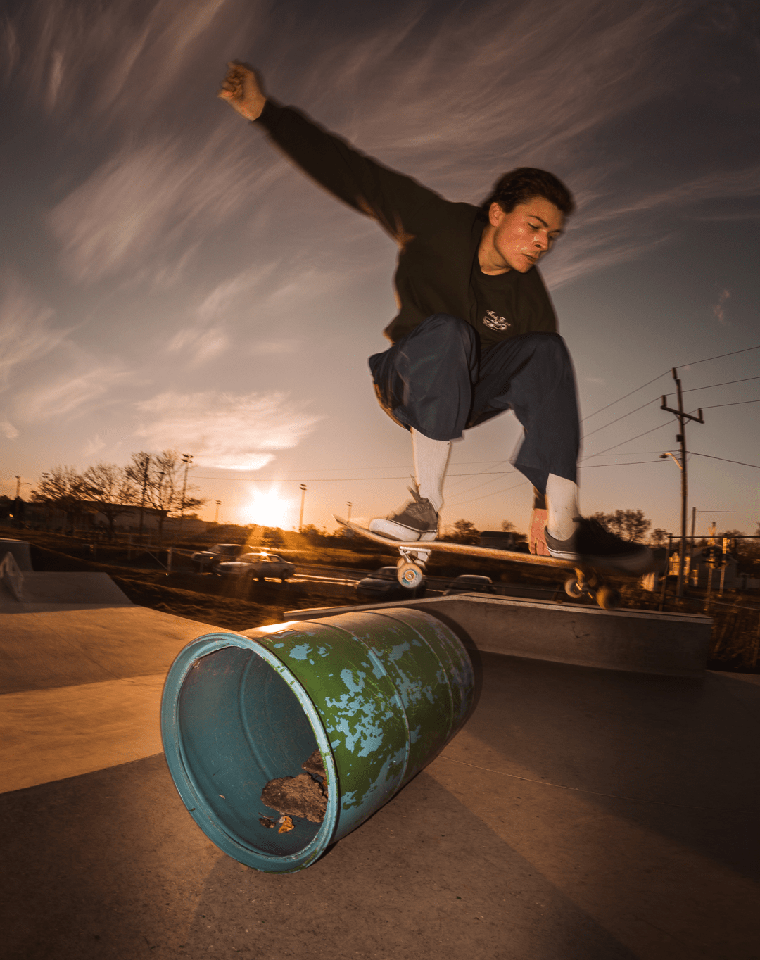melon grab over a decent bin at the local r/skateboarding