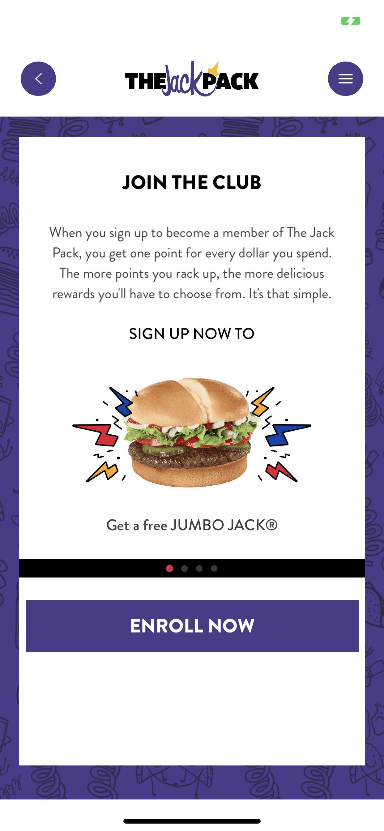 Free Jumbo Jack with joining The Jack Pack on the Jack in The Box App