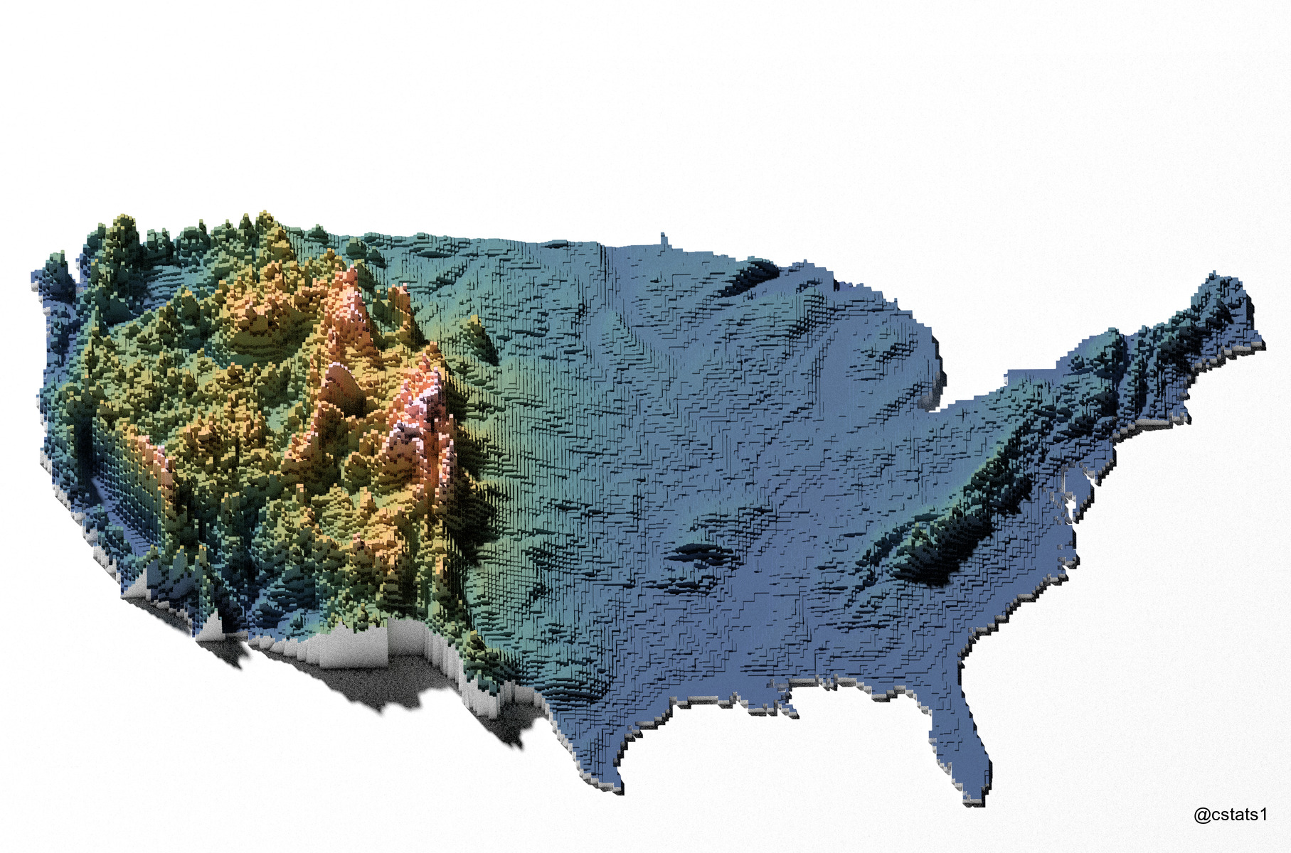 US Elevation Tiles [OC] r/dataisbeautiful