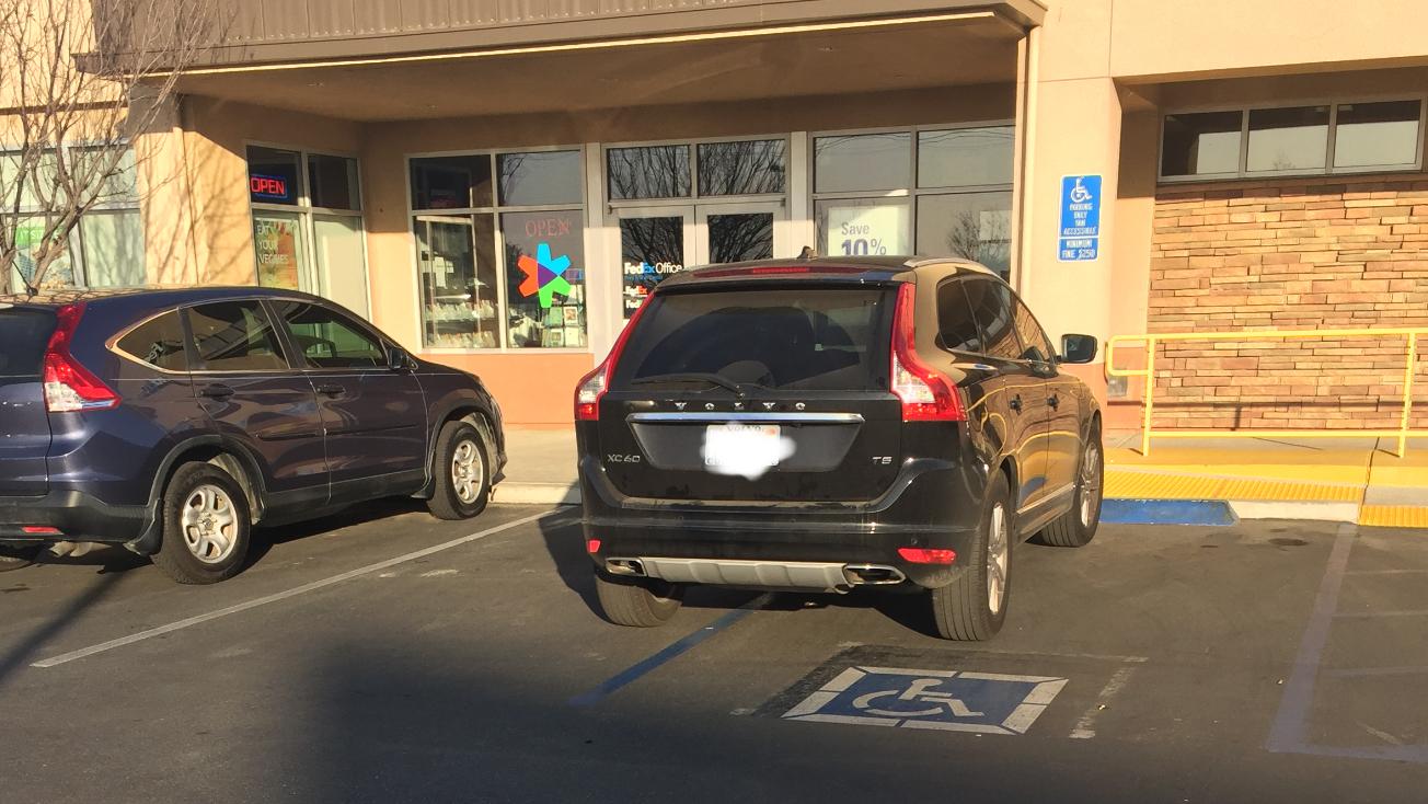 Jackass taking up 2 parking spots, one of which is where I normally