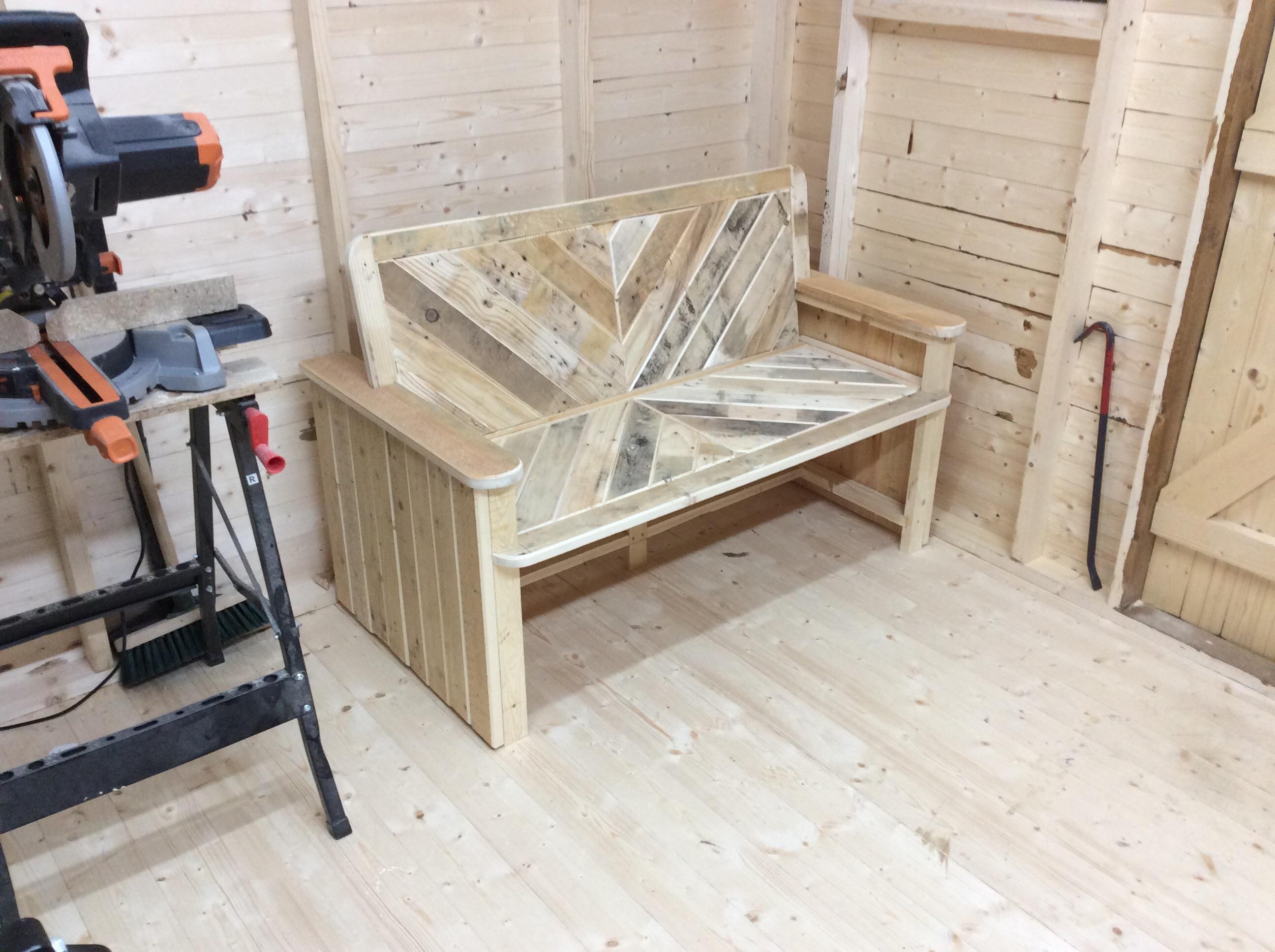 Currently building this bench out of pallet wood. Hopefully have it