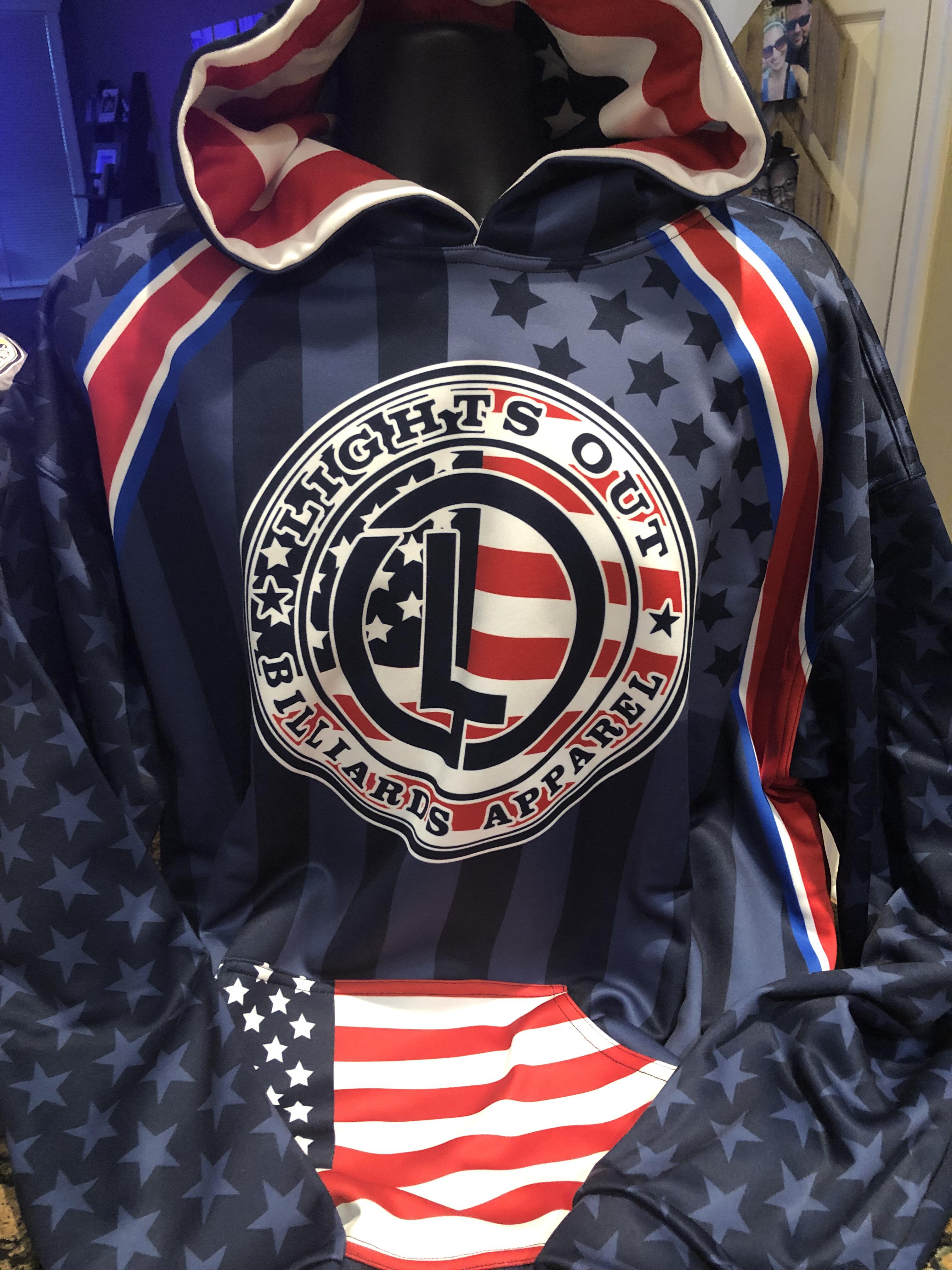 Custom Lights Out Billiards Apparel USA Hoodie! M’erica! LightsOutArmy